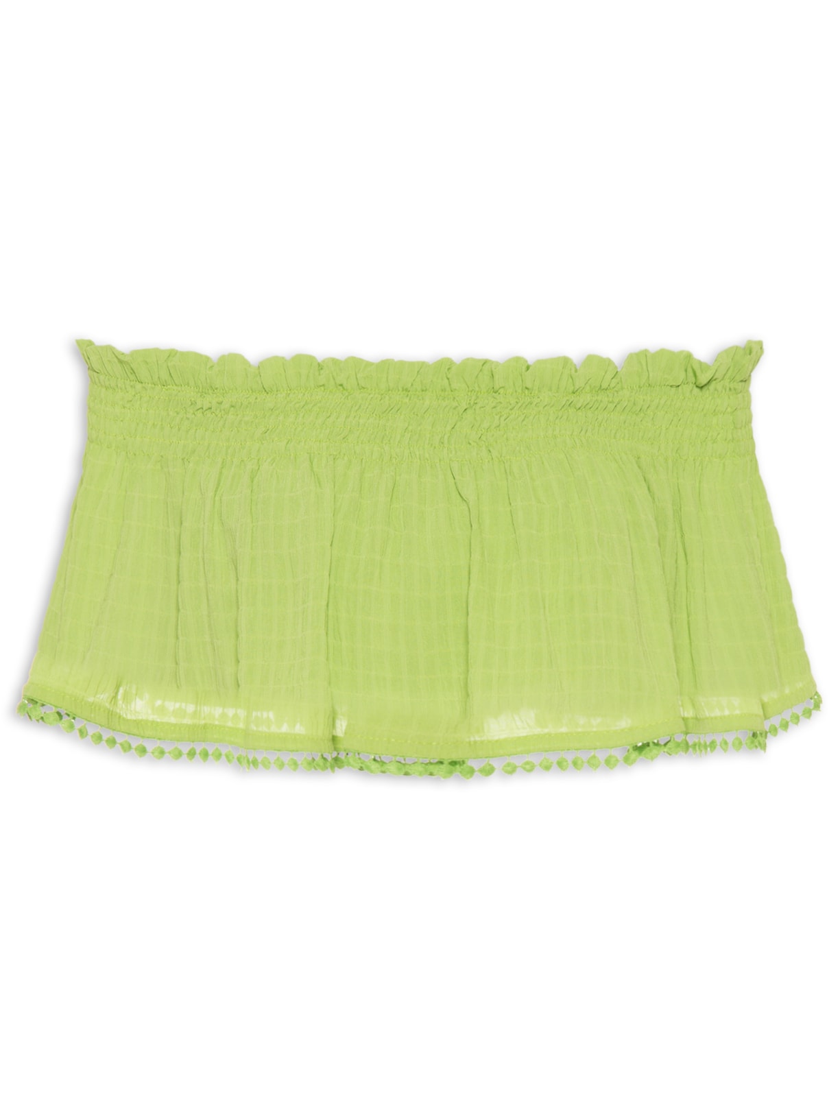 Top Cropped Ombro A Ombro Pala Lastex - Verde