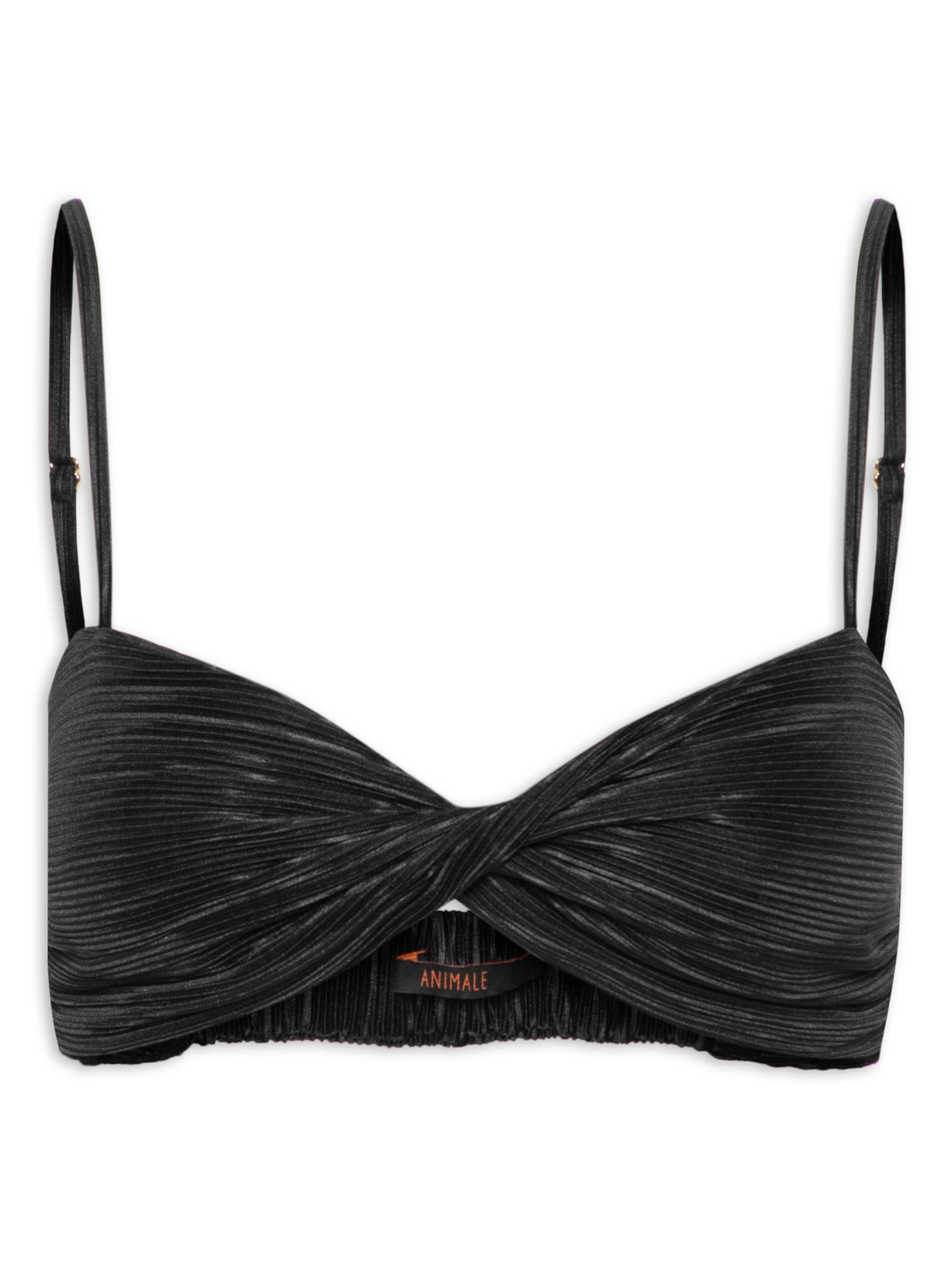 Top Cropped Plissado - Preto