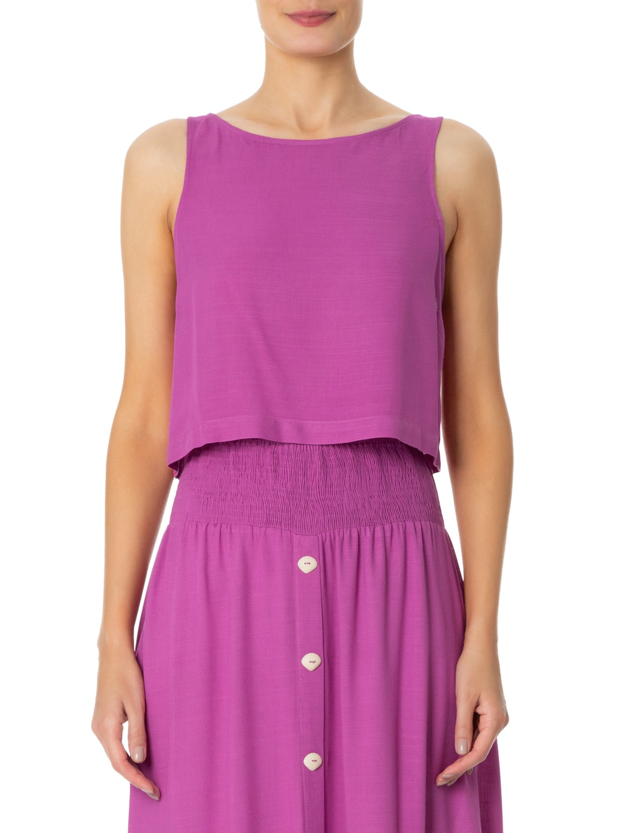 Top Cropped Rolote Costas Roxo Maria Filó