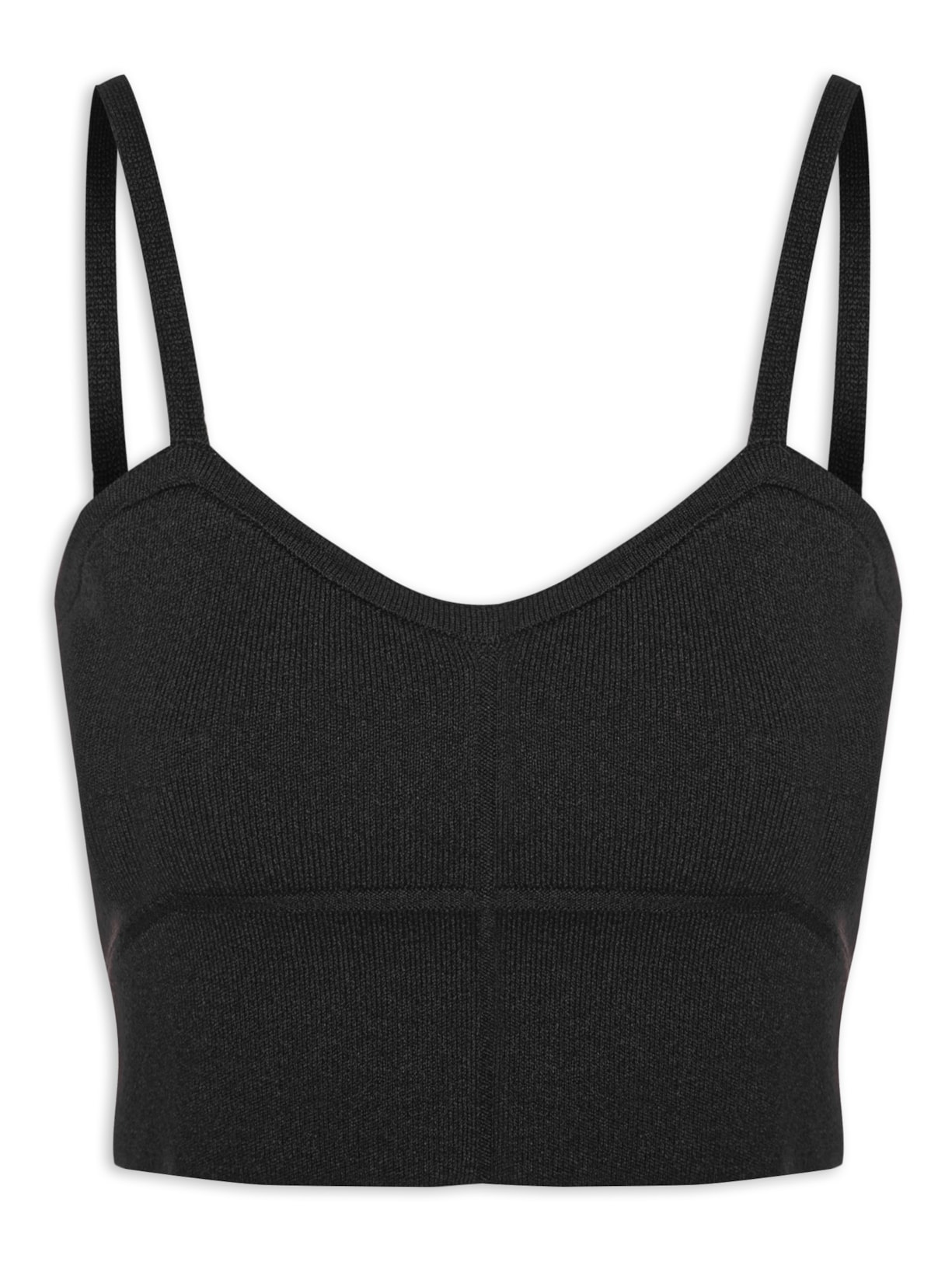 Top Cropped Sem Manga Em Tricot - Preto