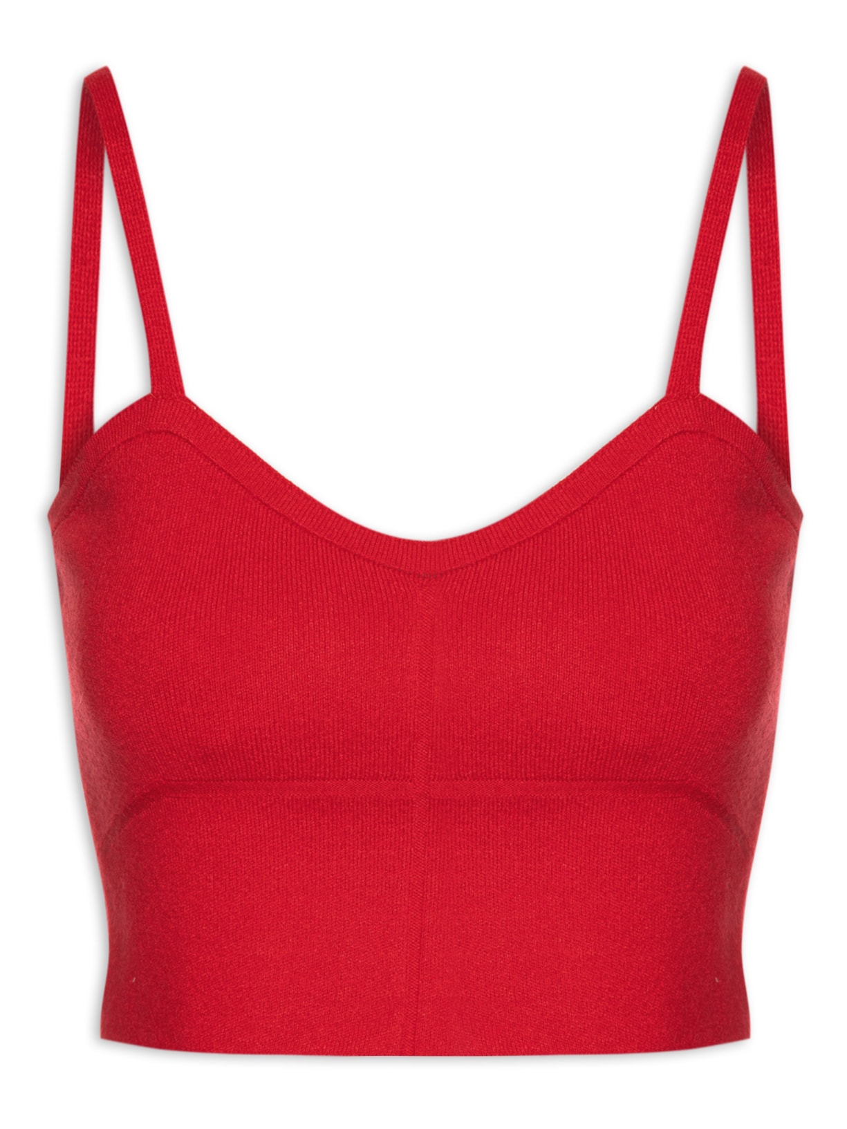 Top Cropped Sem Manga Em Tricot - Vermelho