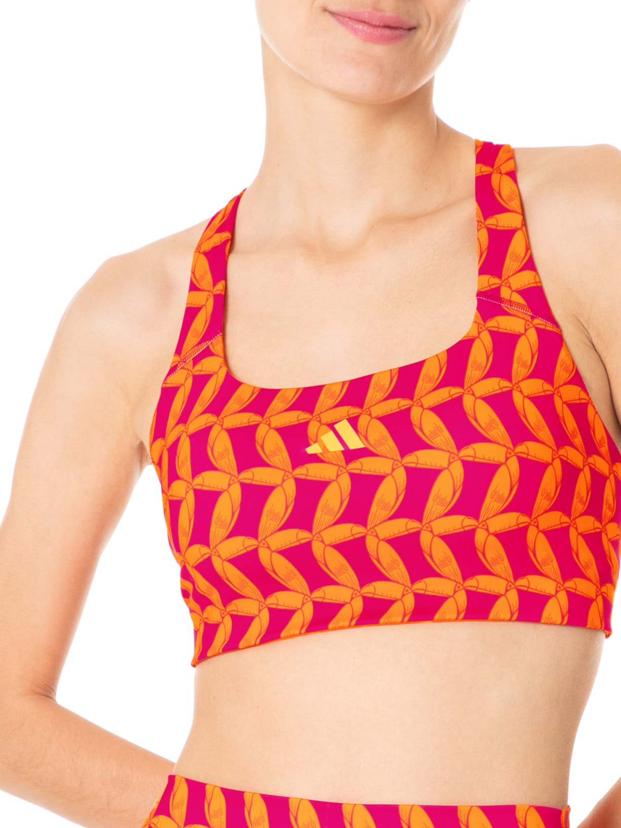 Top Cropped Suporte Médio Laranja  Adidas + Farm