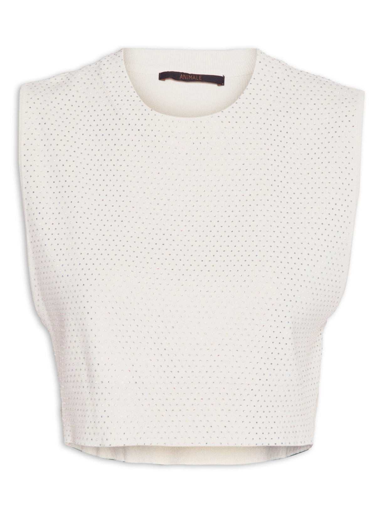 Top Cropped Tricot Hotfix Tofu - Off White