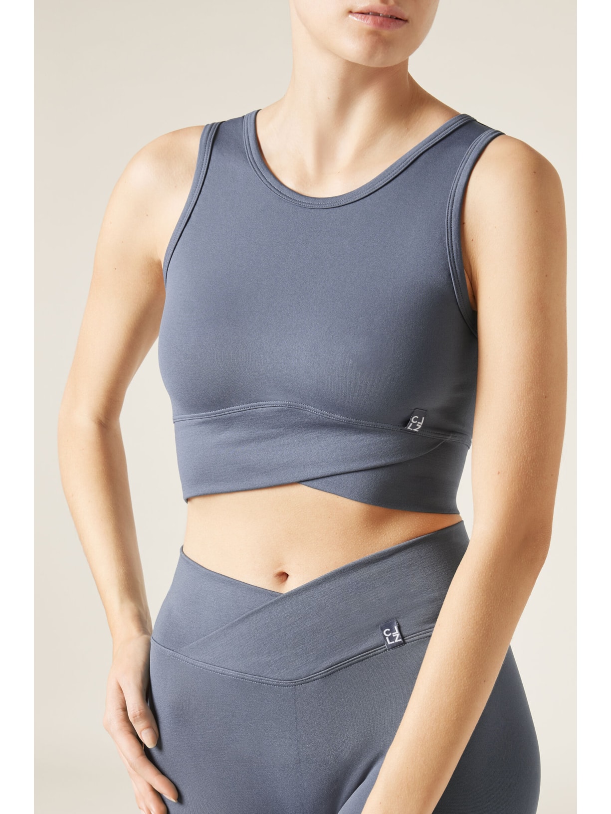 Top Cruzado Liso Azul Calzedonia