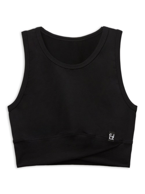 Top Cruzado Liso - Preto