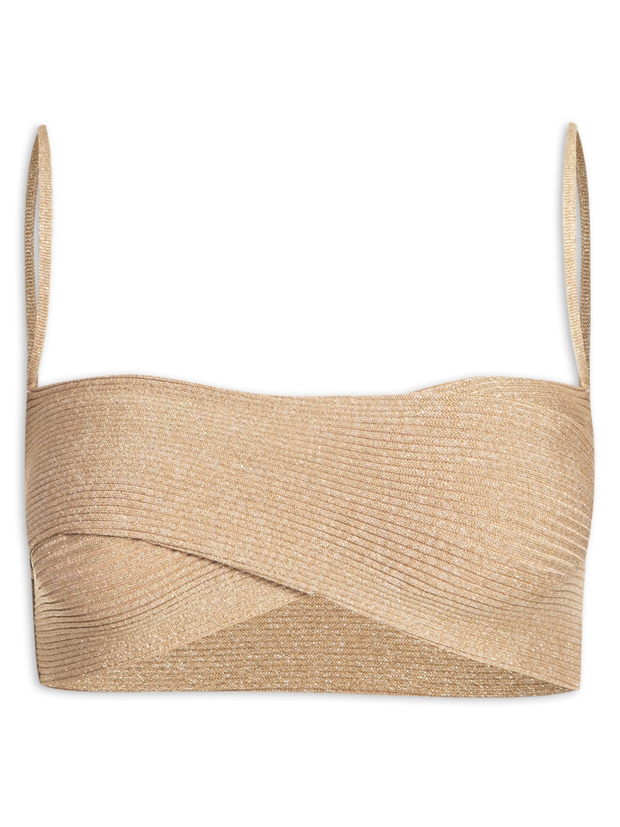 Top Cruzado Tricot Canelado - Dourado