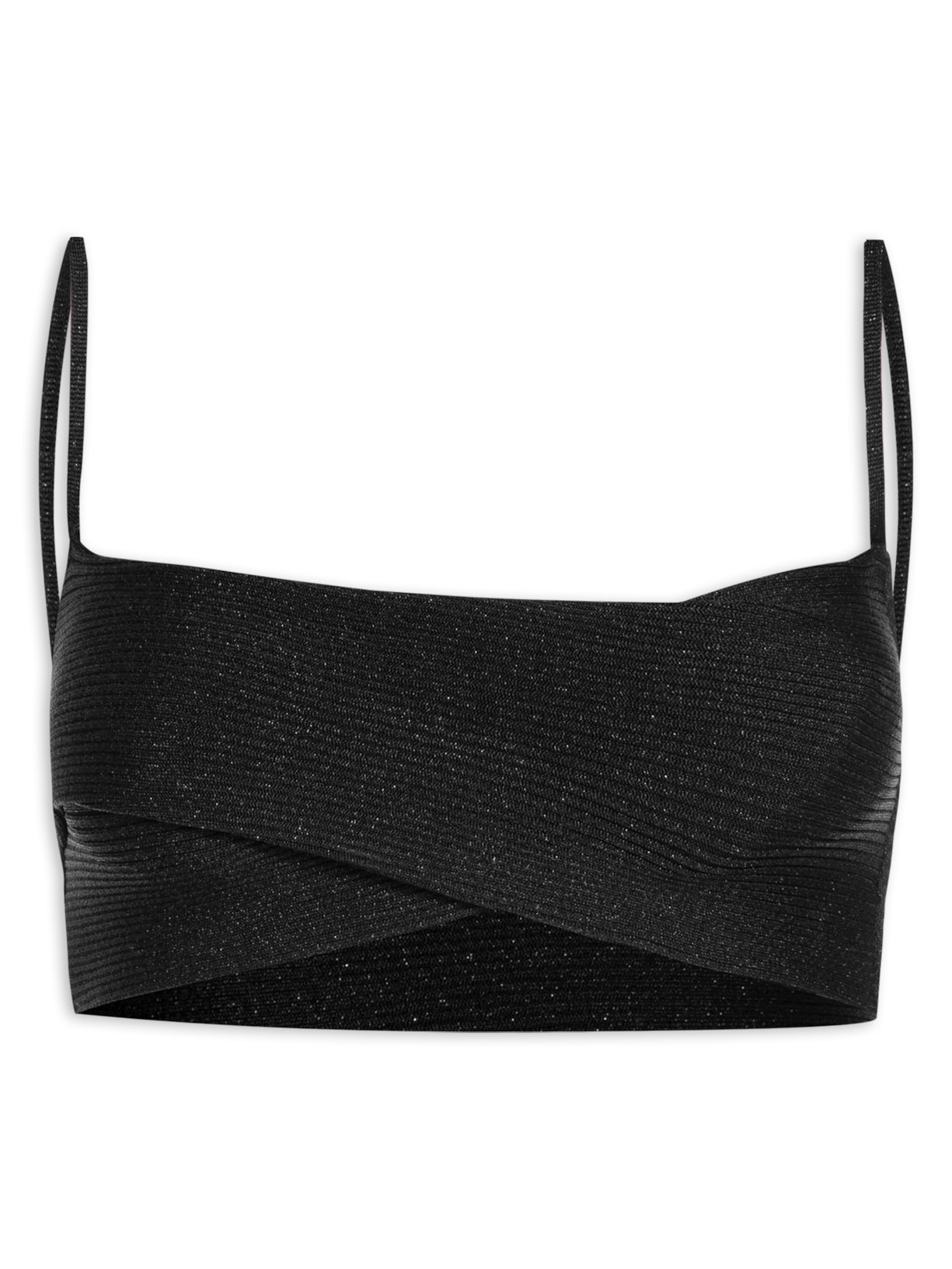 Top Cruzado Tricot Canelado - Preto