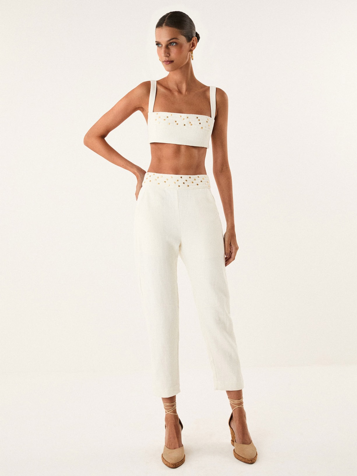 Top Curto Cleo Det Branco Vix