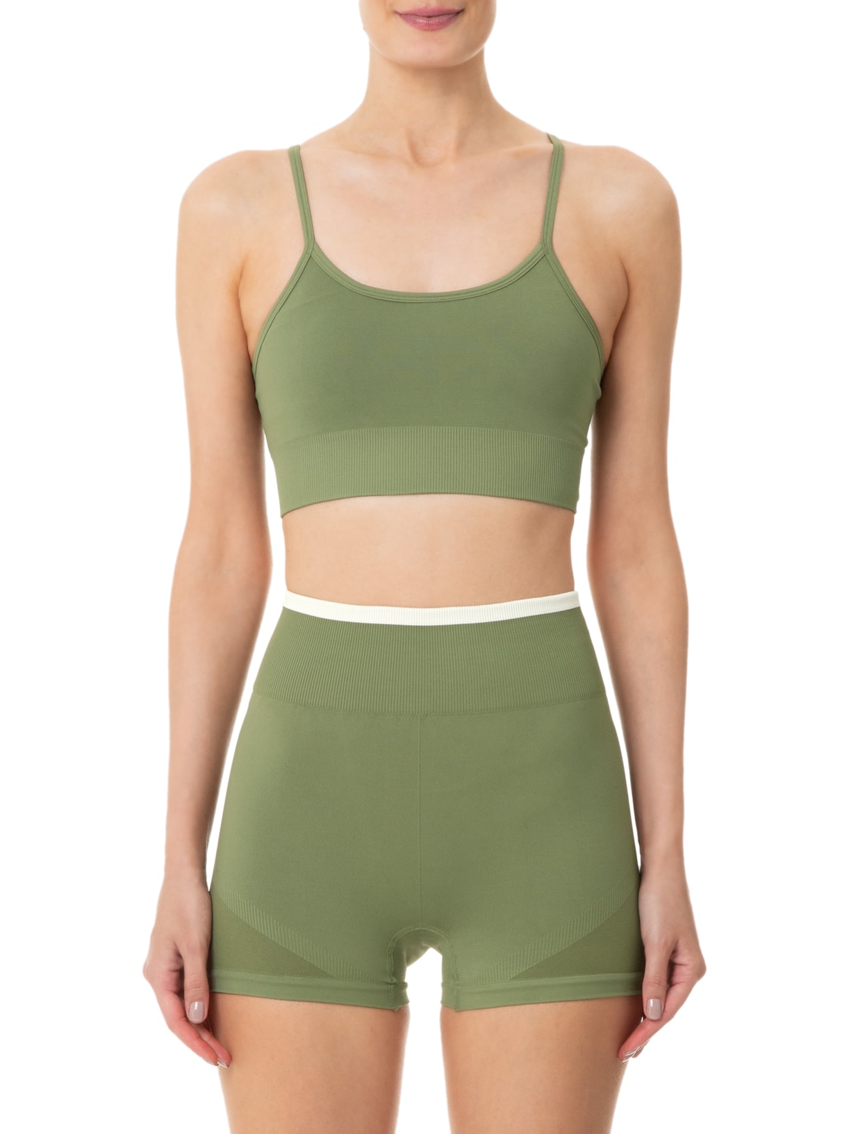 Top De Alças Finas Sem Costura Verde Lauf