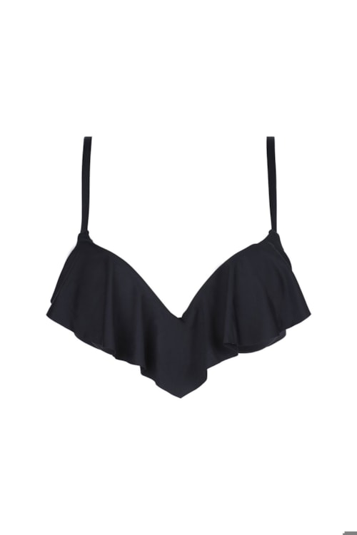Top De BiquÃni Super Push Up Babado Indonésia - Preto