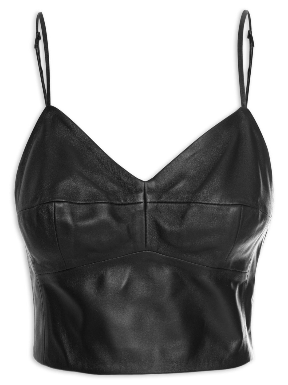 Top De Couro Alça Fina - Preto