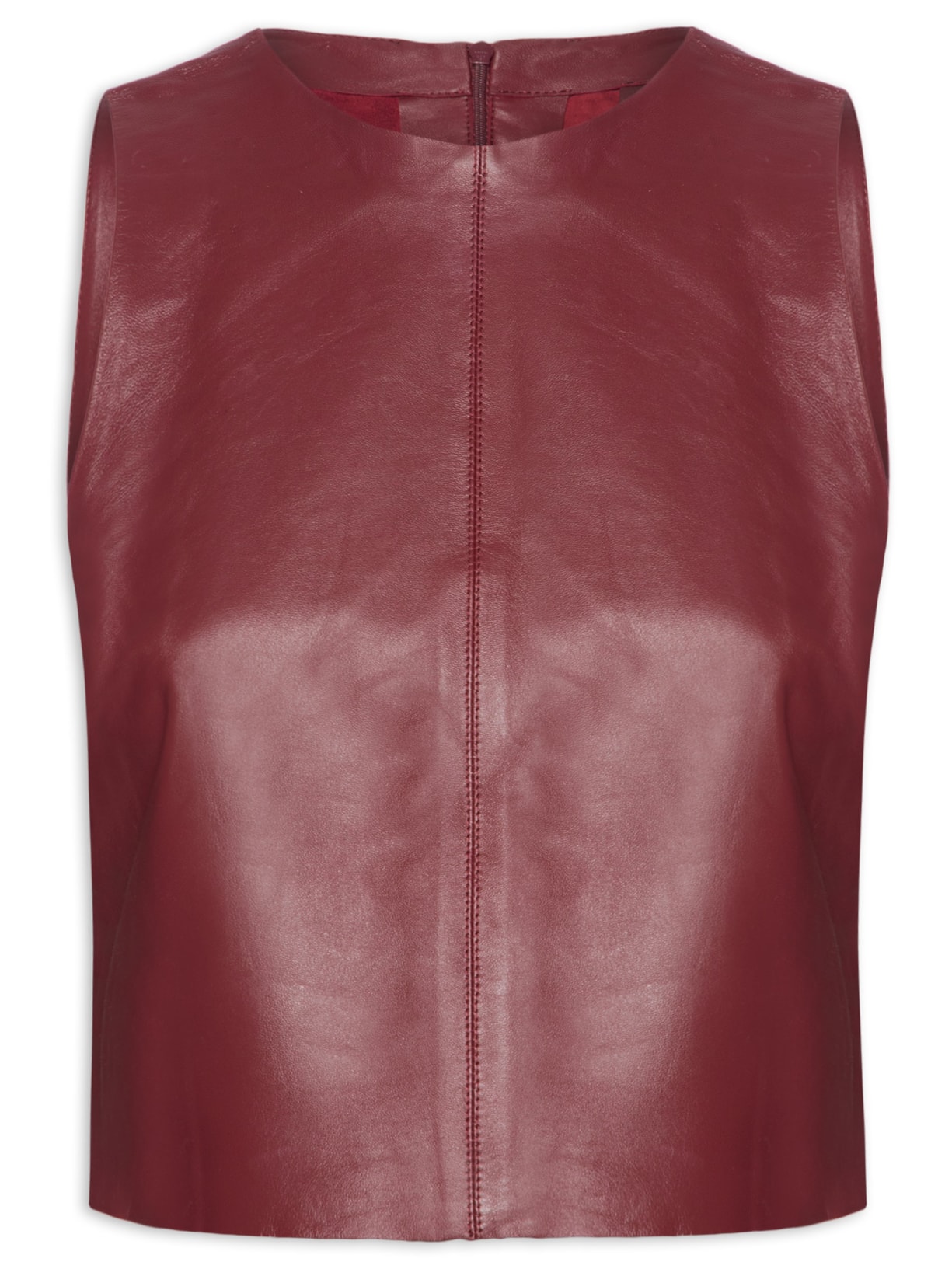 Top De Couro Cropped Open Cava Vermelho Animale
