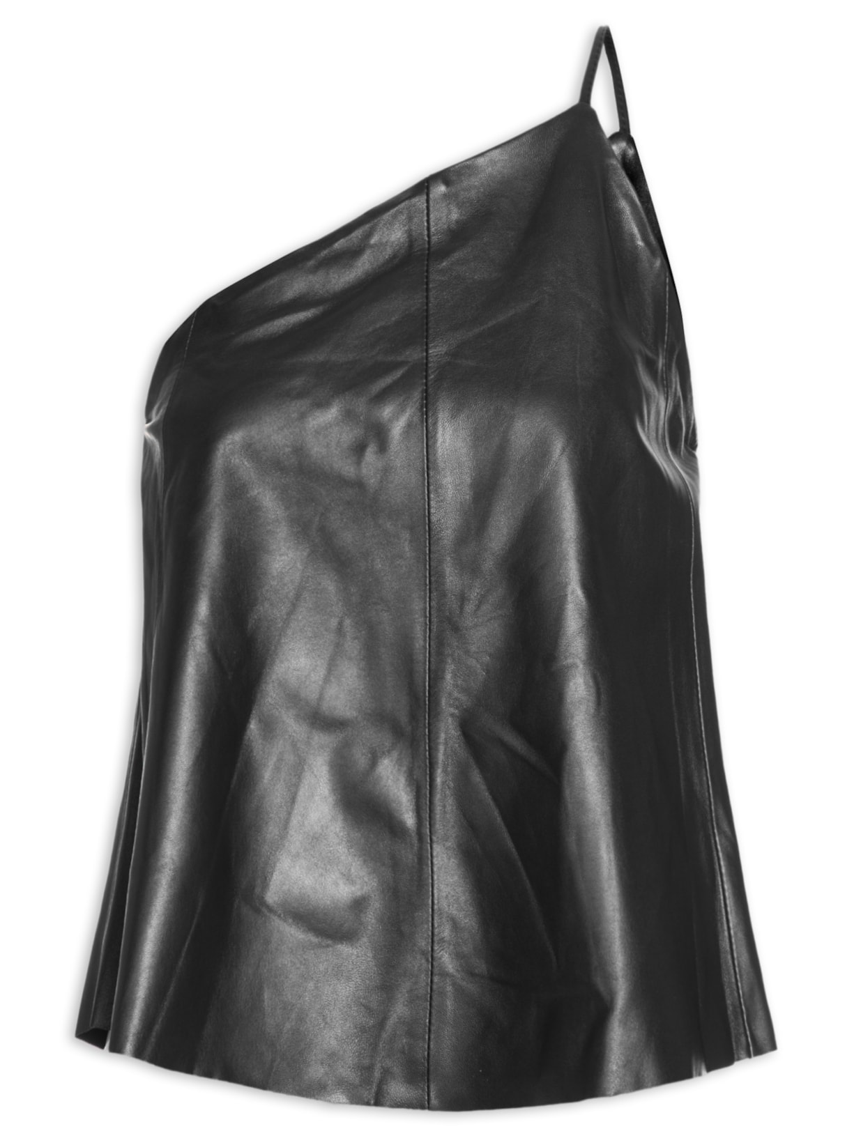 Top De Couro Ombro Descoberto Preto Animale