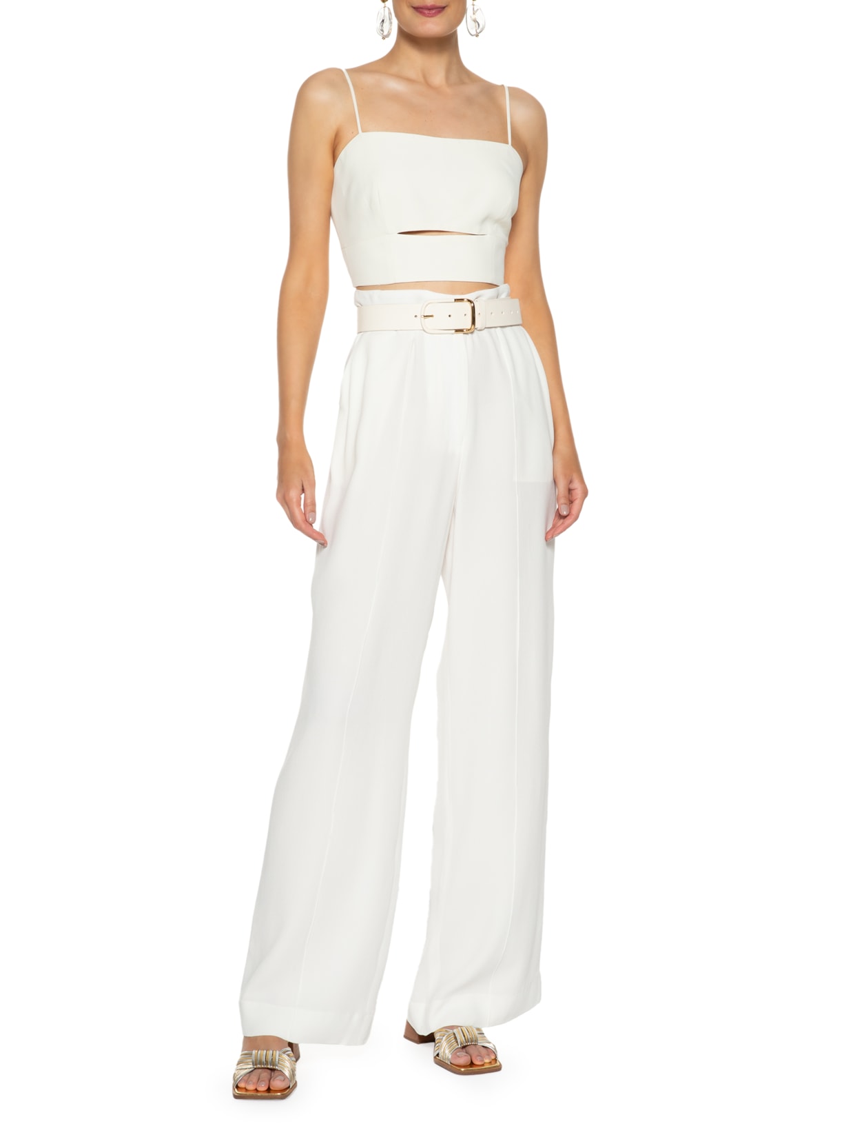 Top De Crepe Com Alça Amarração Costas Off-white Animale