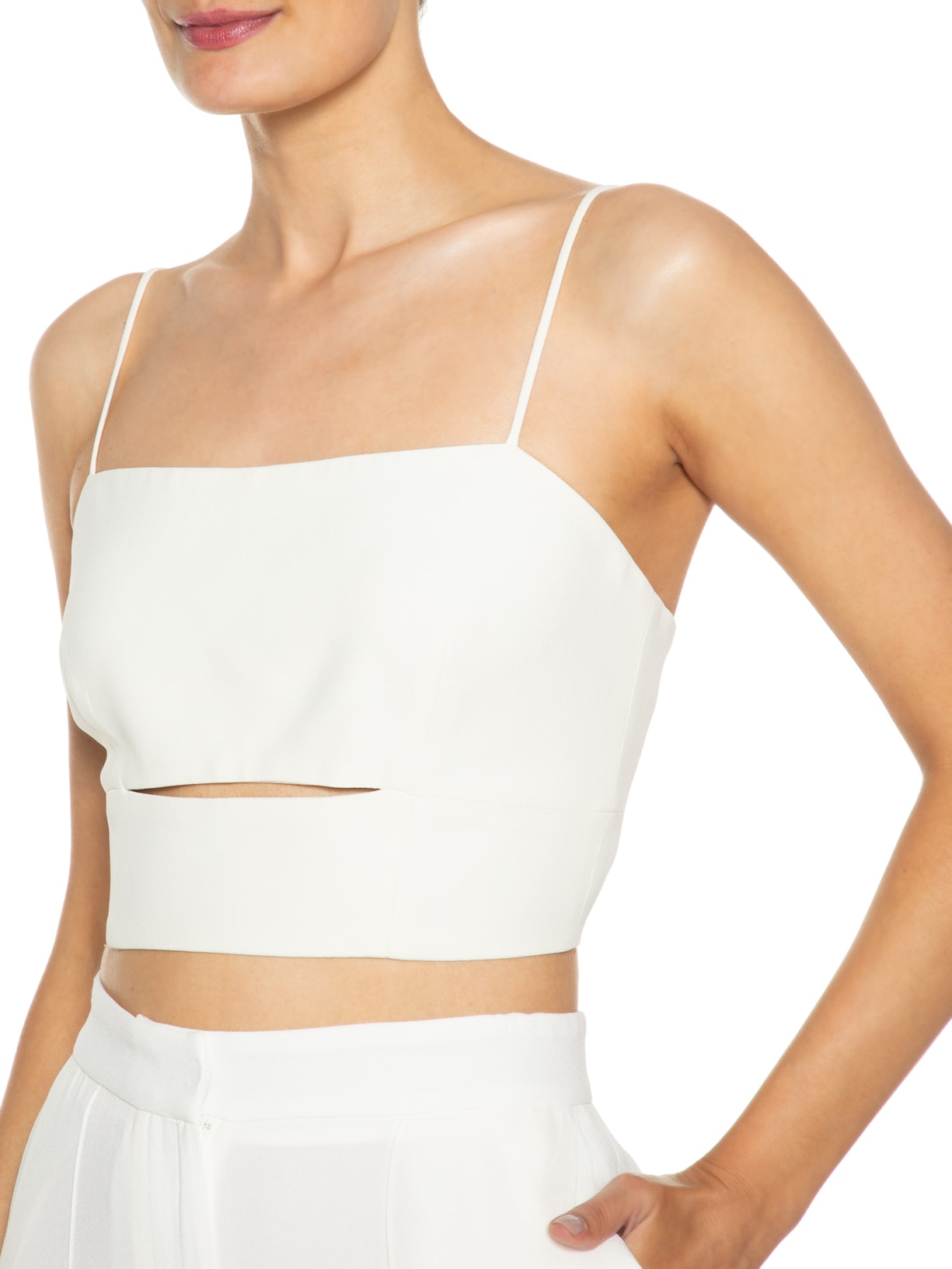 Top De Crepe Com Alça Amarração Costas Off-white Animale