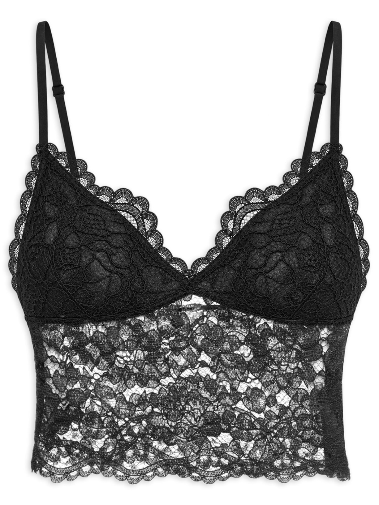 Top De Renda Preto Animale Jeans