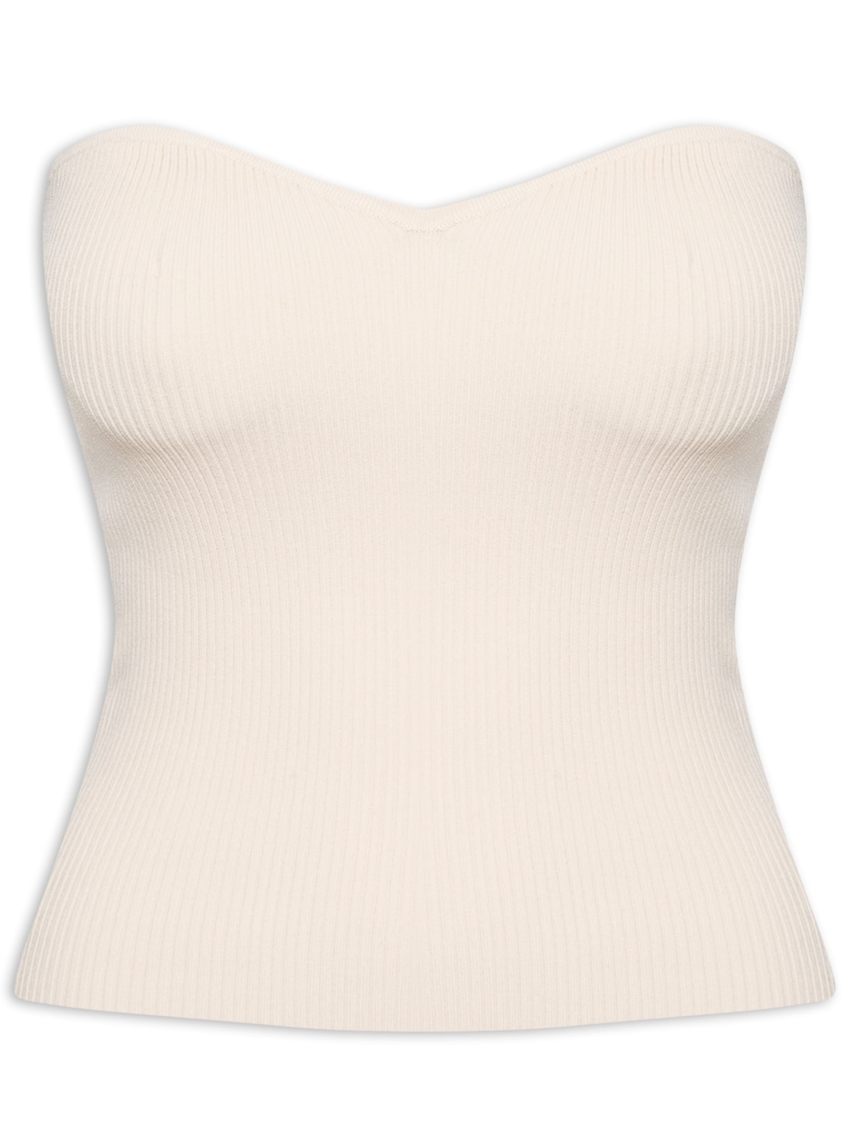 Top De Tricot Sem Alça - Bege