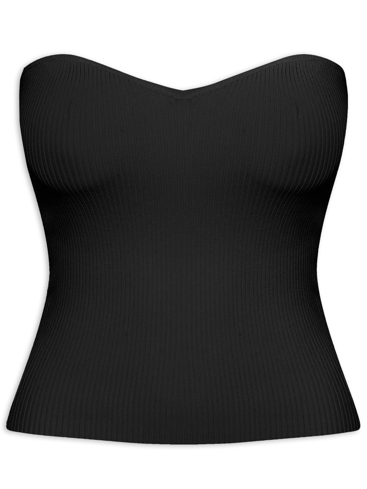 Top De Tricot Sem Alça - Preto