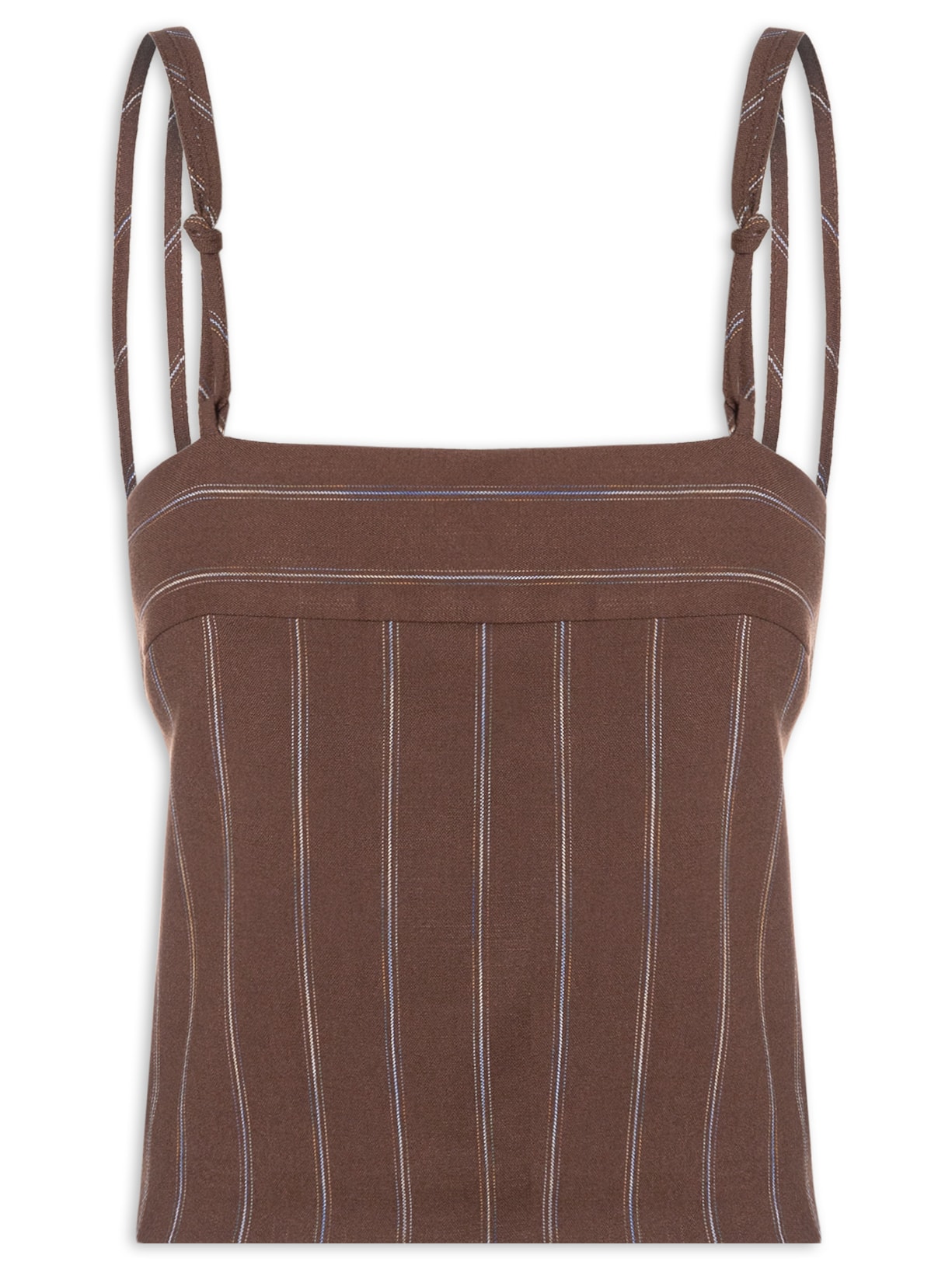 Top de Viscose Cropped Com Alças Em Nó - Marrom