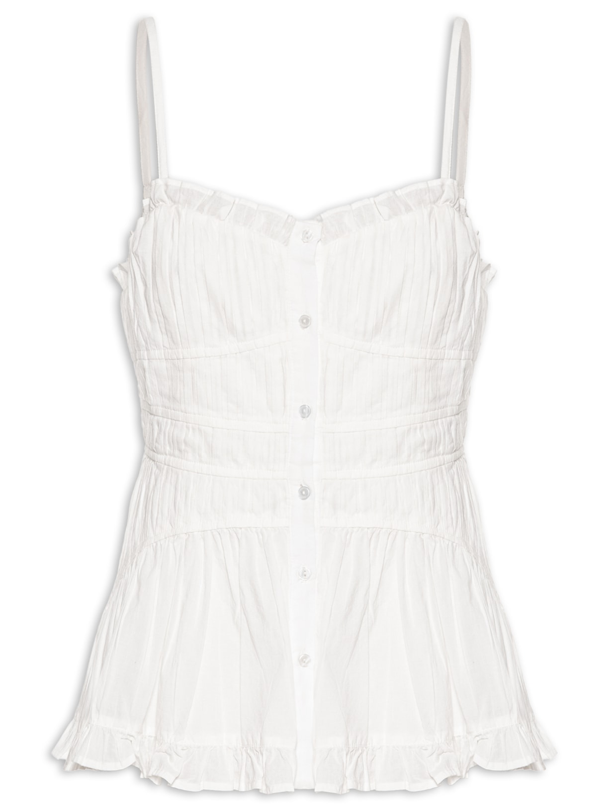 Top De Voil Franzido Com Botões Branco Animale Jeans