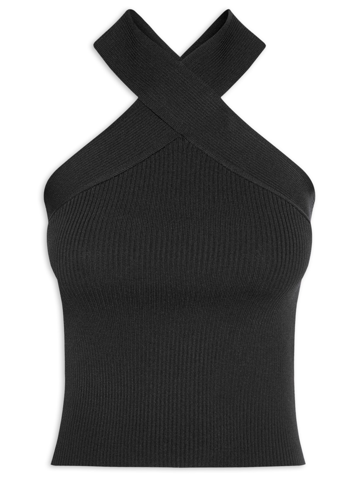 Top Decote Cruzado Tricot - Preto