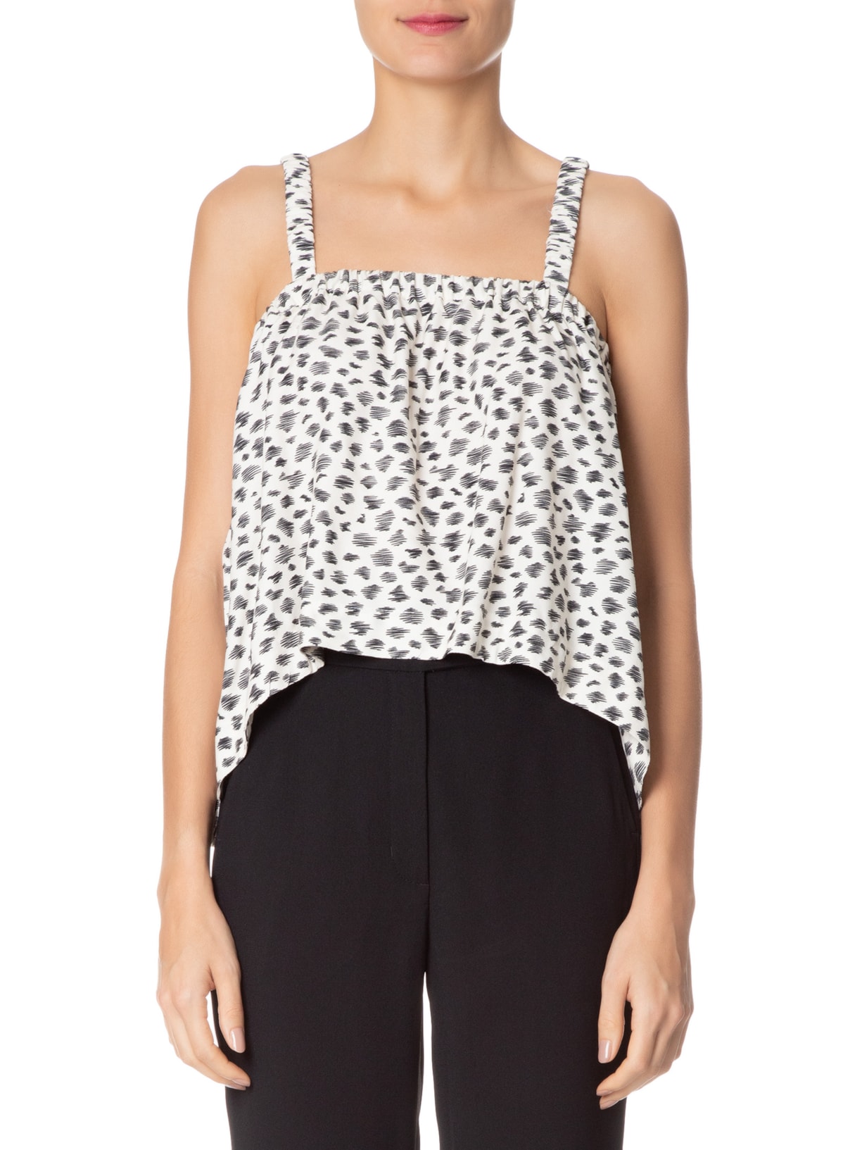 Top Decote E Alça Elástico Geo Esboço Off White Animale