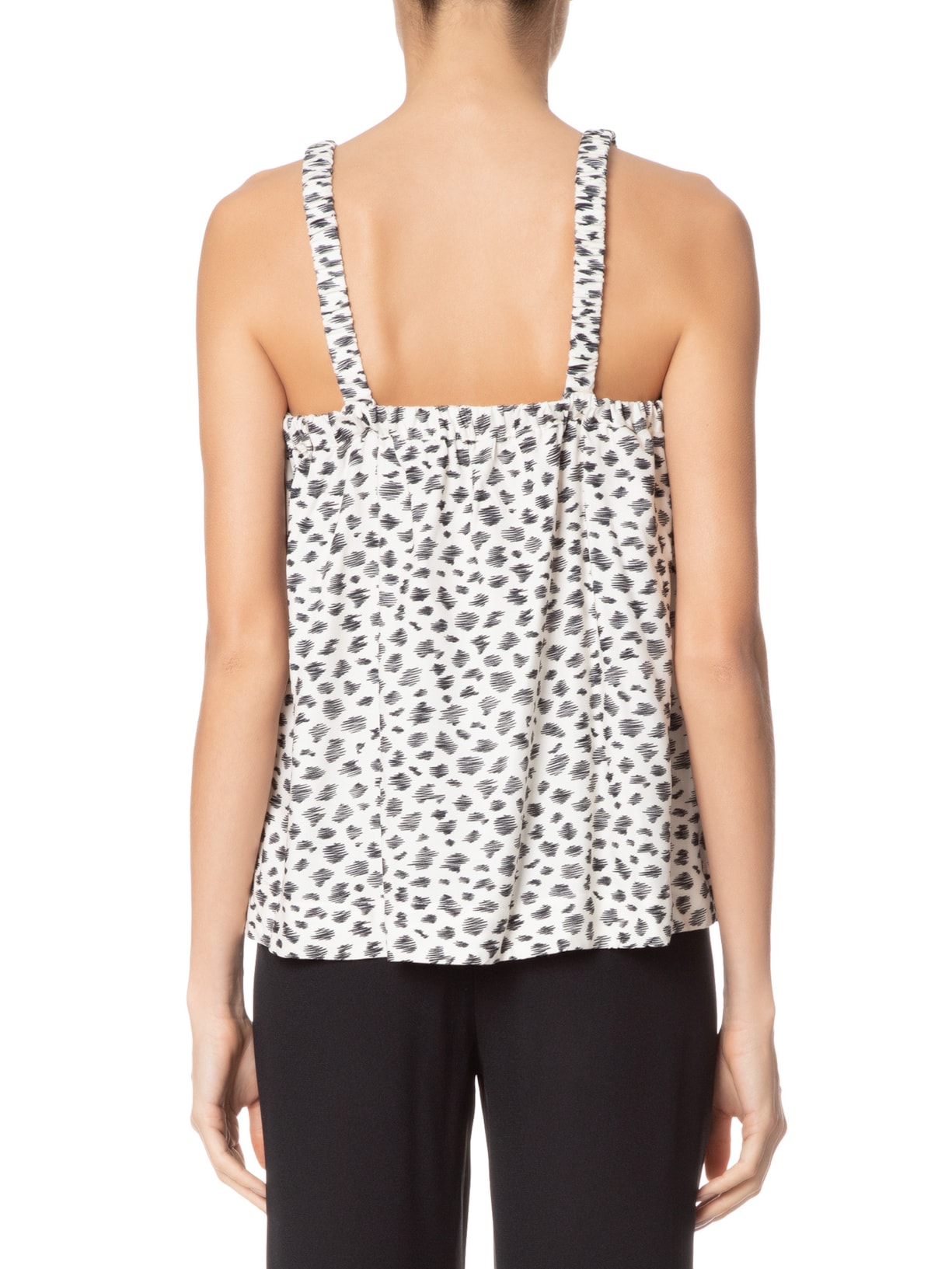 Top Decote E Alça Elástico Geo Esboço Off White Animale