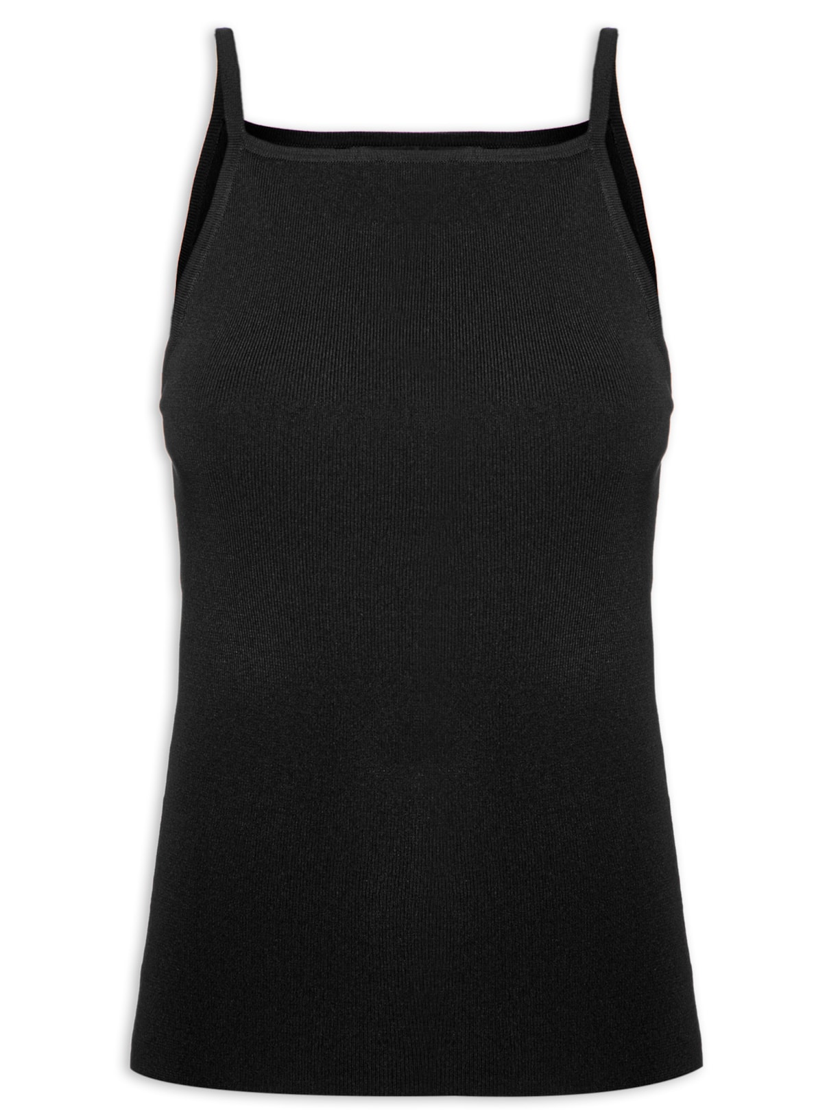 Top Decote Quadrado Tricot - Preto