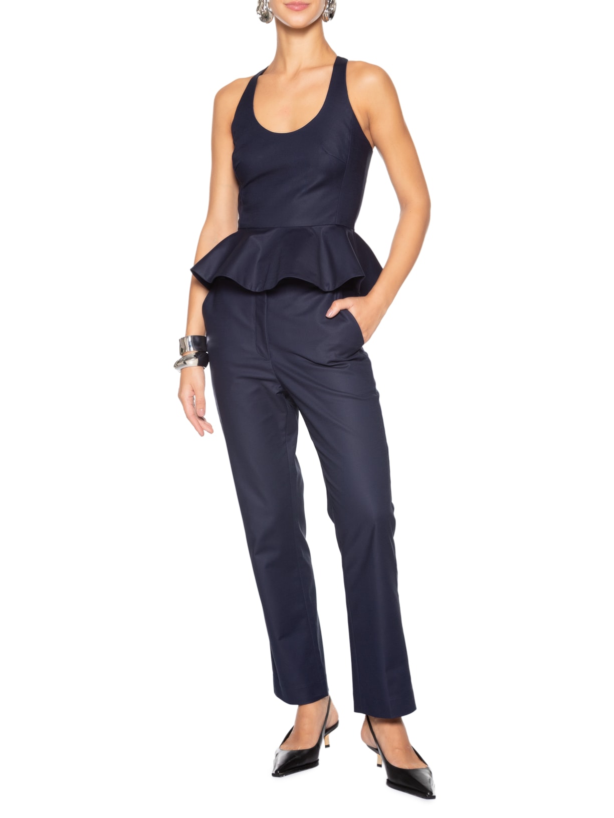 Top Decote U Basque Azul Andrea Marques