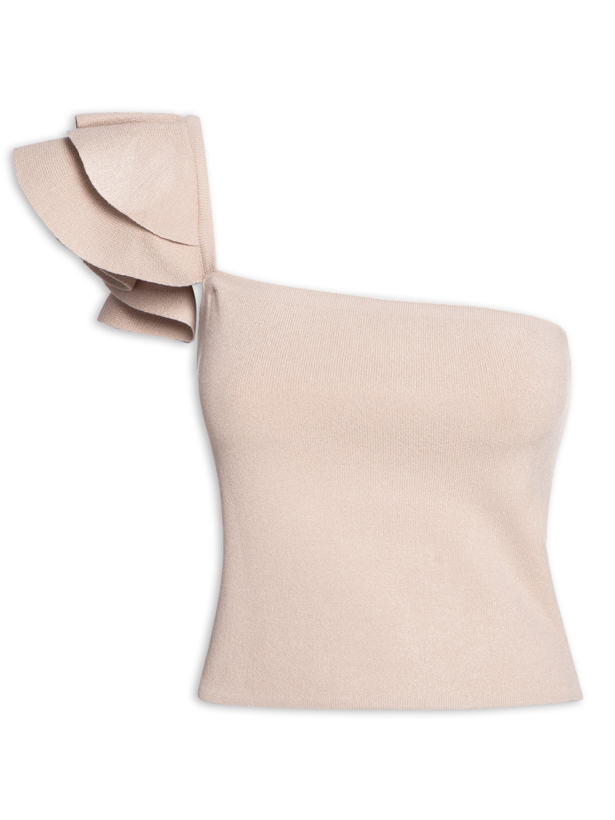 Top Em Tricot Com Alça Babado - Bege