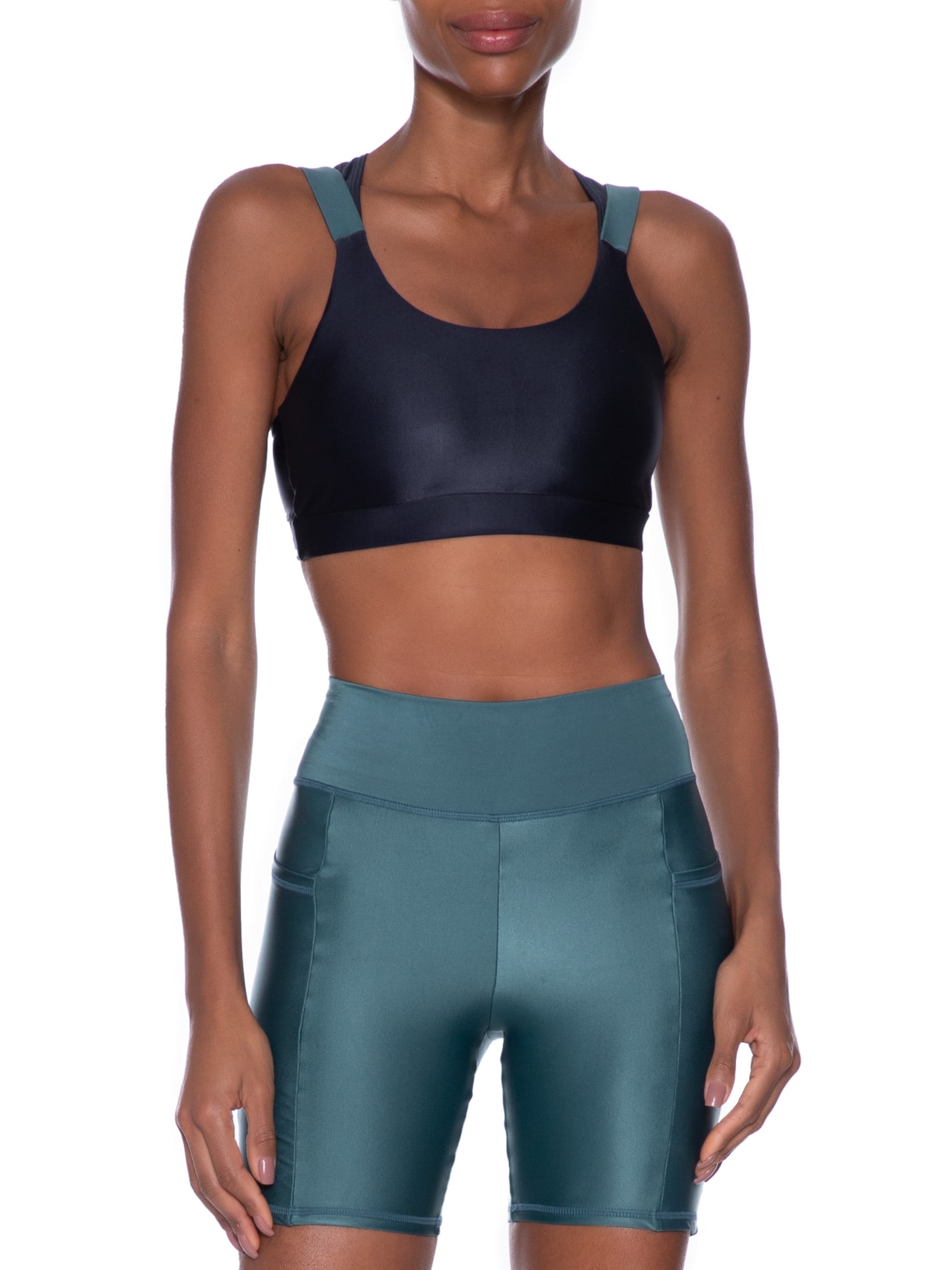 Top Especial Alça Reta Nadador Liso Azul Body For Sure