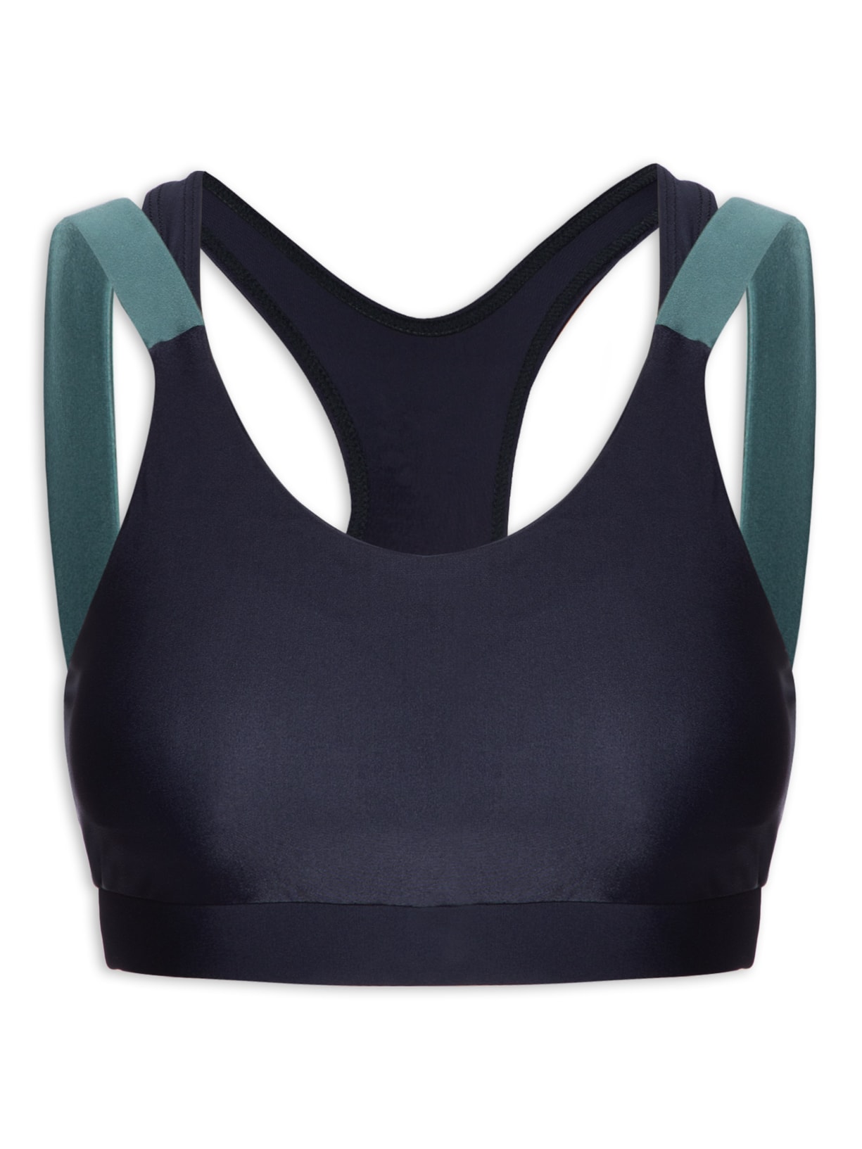 Top Especial Alça Reta Nadador Liso Azul Body For Sure