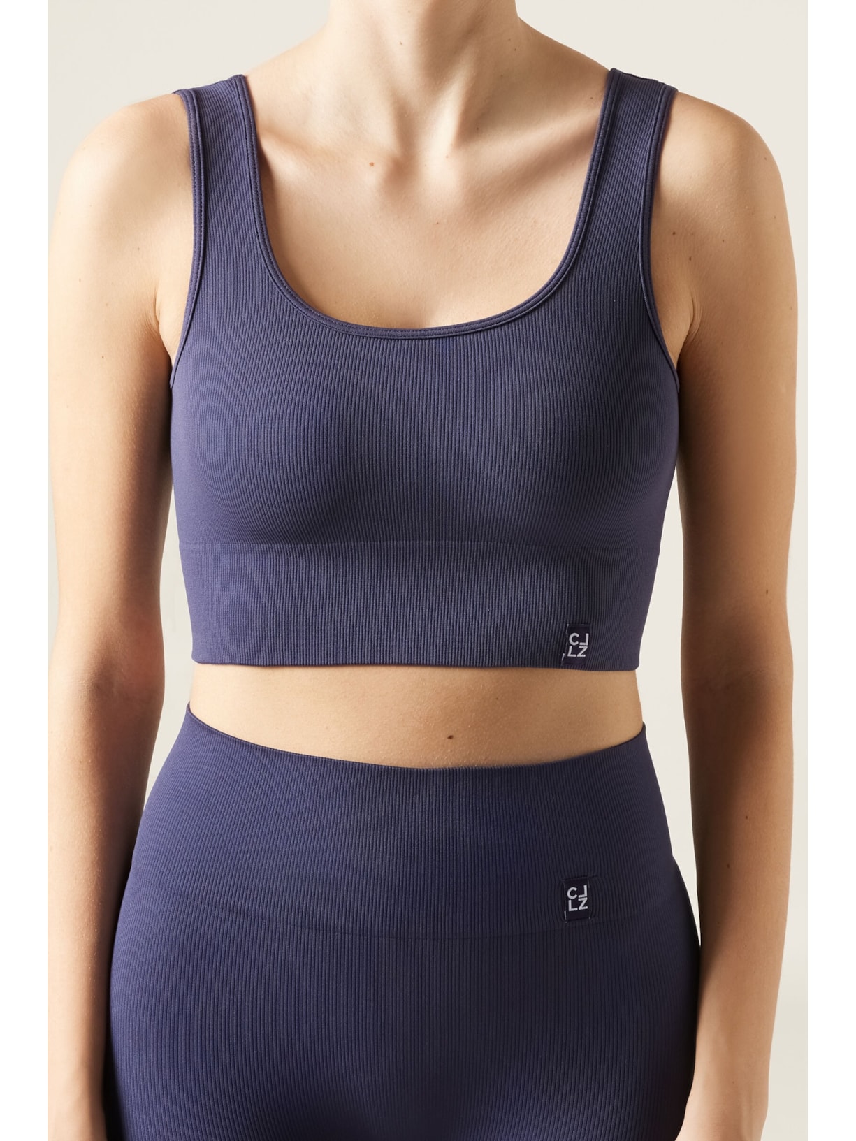 Top Esportivo Canelado Sem Costuras Azul Calzedonia