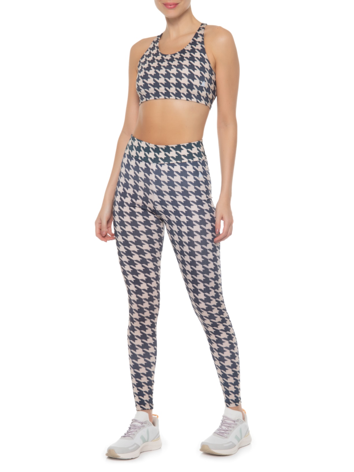Top Estampado Linha Pied De Poule Azul Lauf