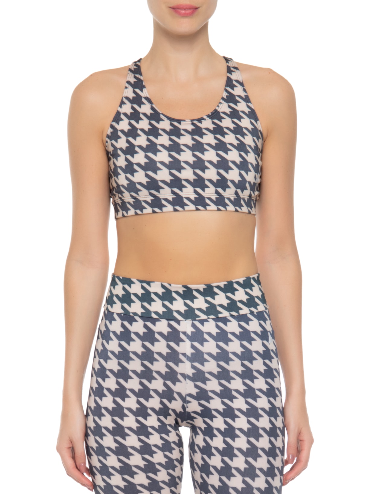Top Estampado Linha Pied De Poule Azul Lauf