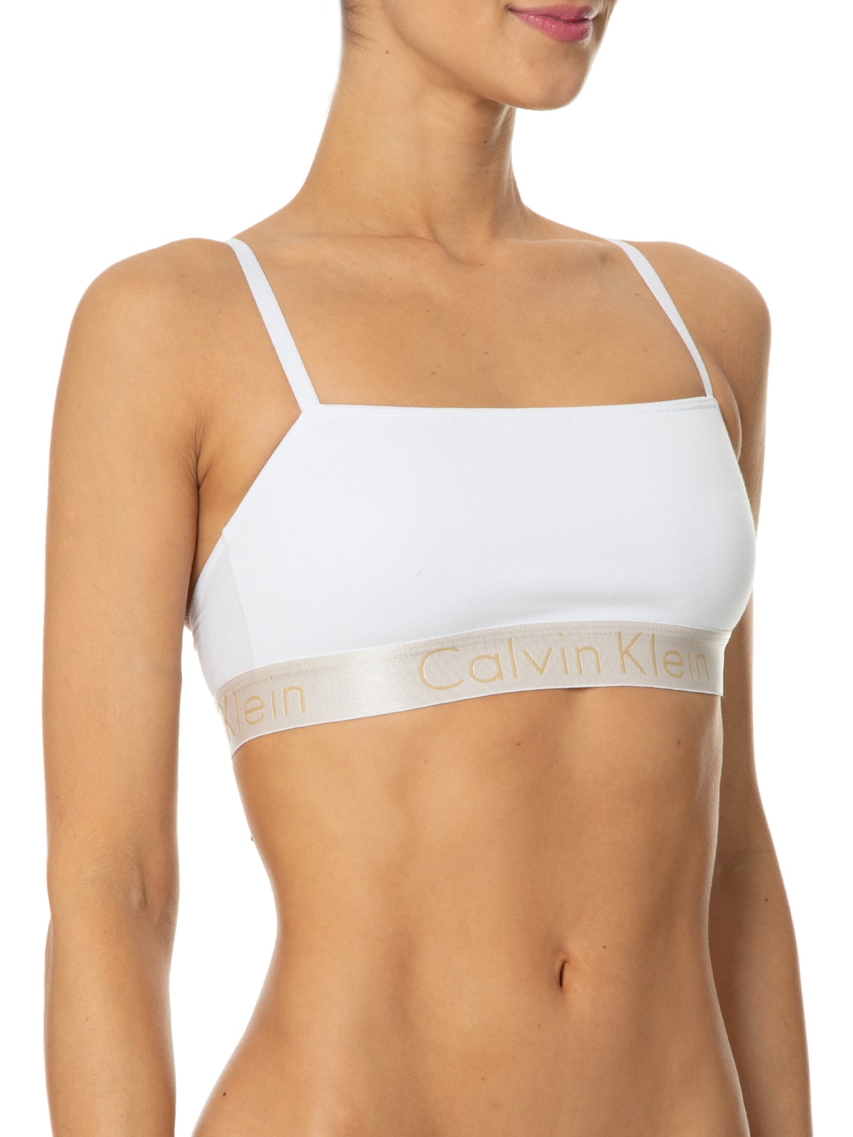 Top Faixa Alças Cotton Ck Reveillon Dourado Calvin Klein Underwear