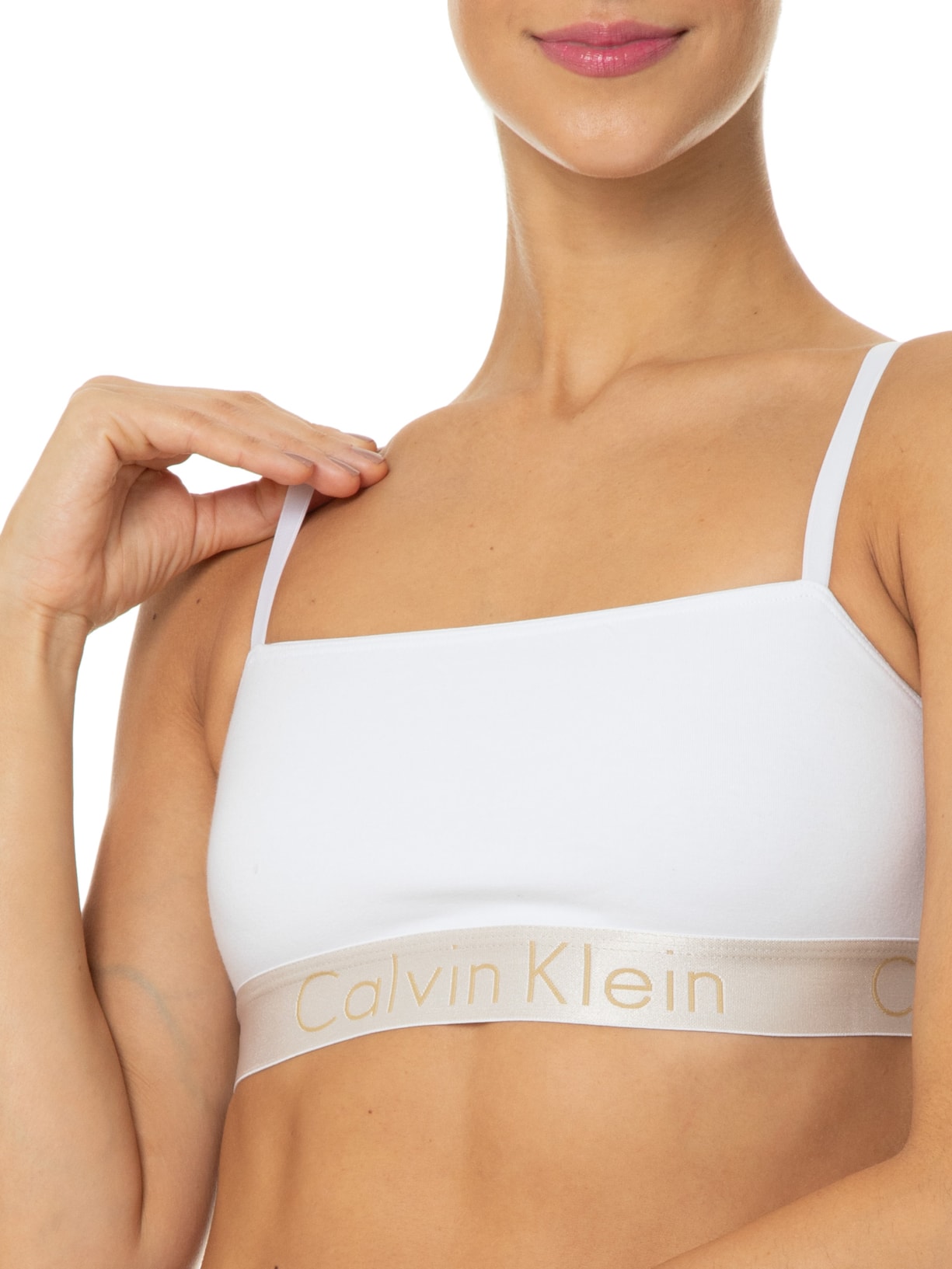 Top Faixa Alças Cotton Ck Reveillon Dourado Calvin Klein Underwear