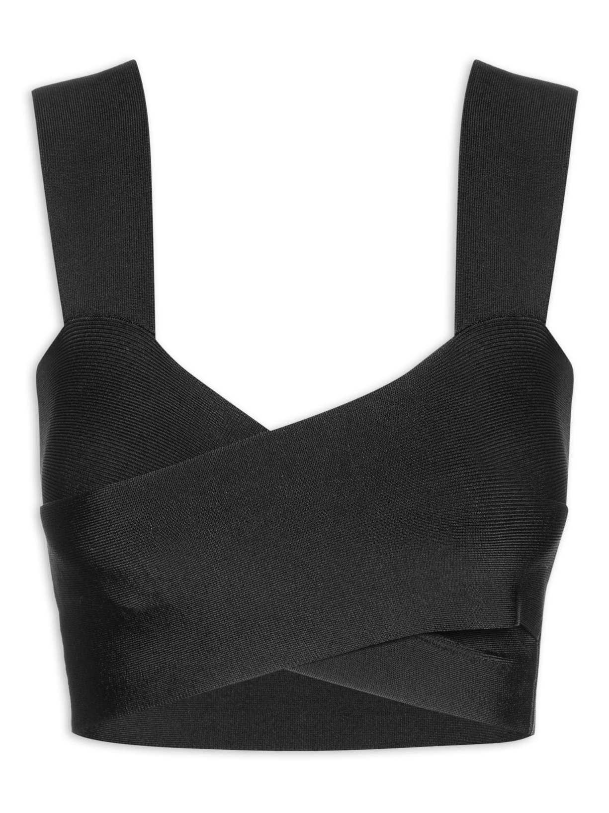 Top Faixa Torcido Tricot Basic - Preto