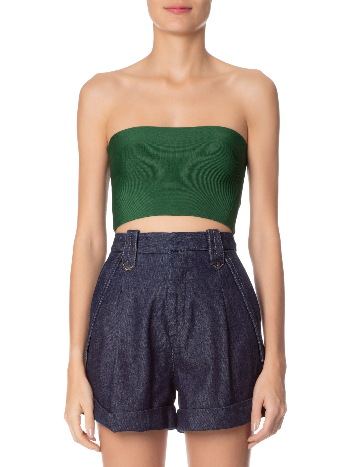 Top Faixa Tricot Verde Animale
