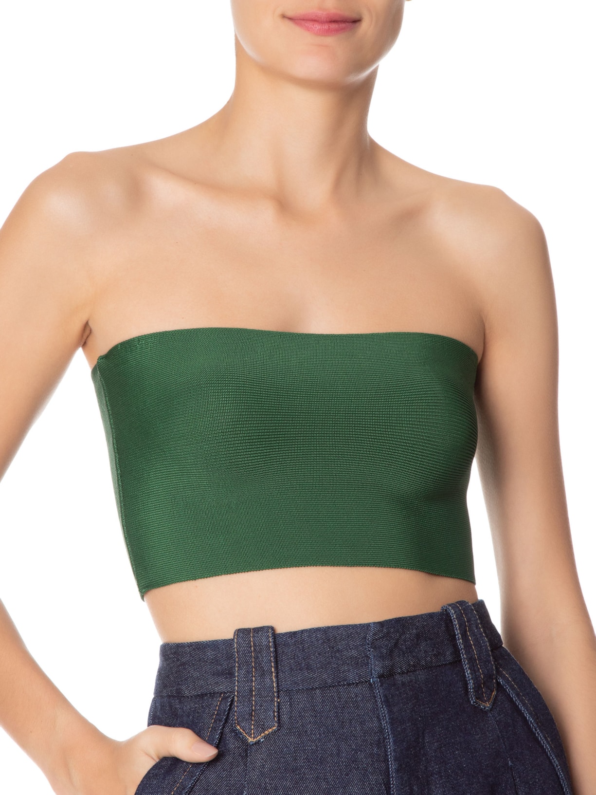 Top Faixa Tricot Verde Animale