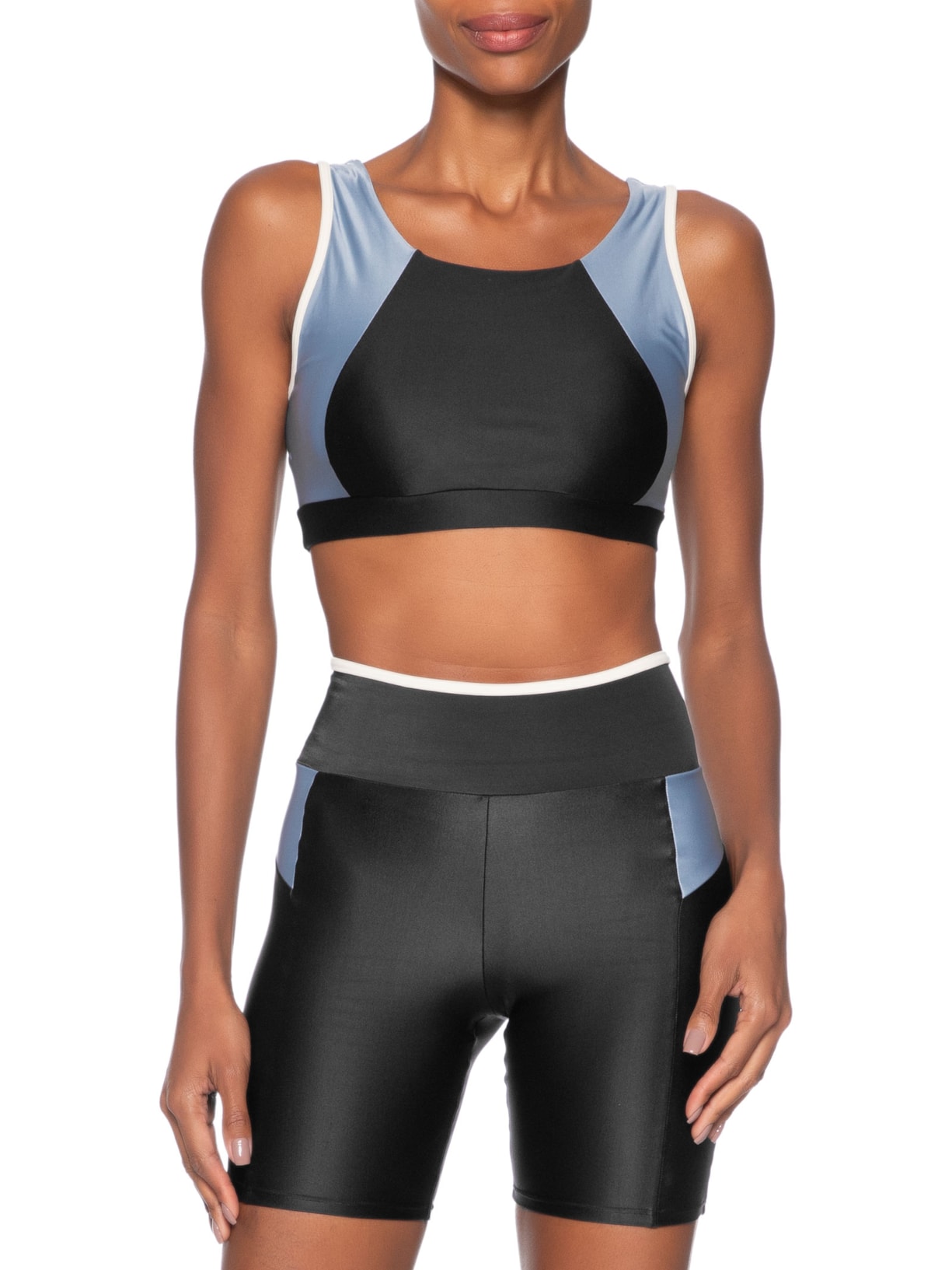 Top Feminino Alça Cruzada Liso Preto Body For Sure