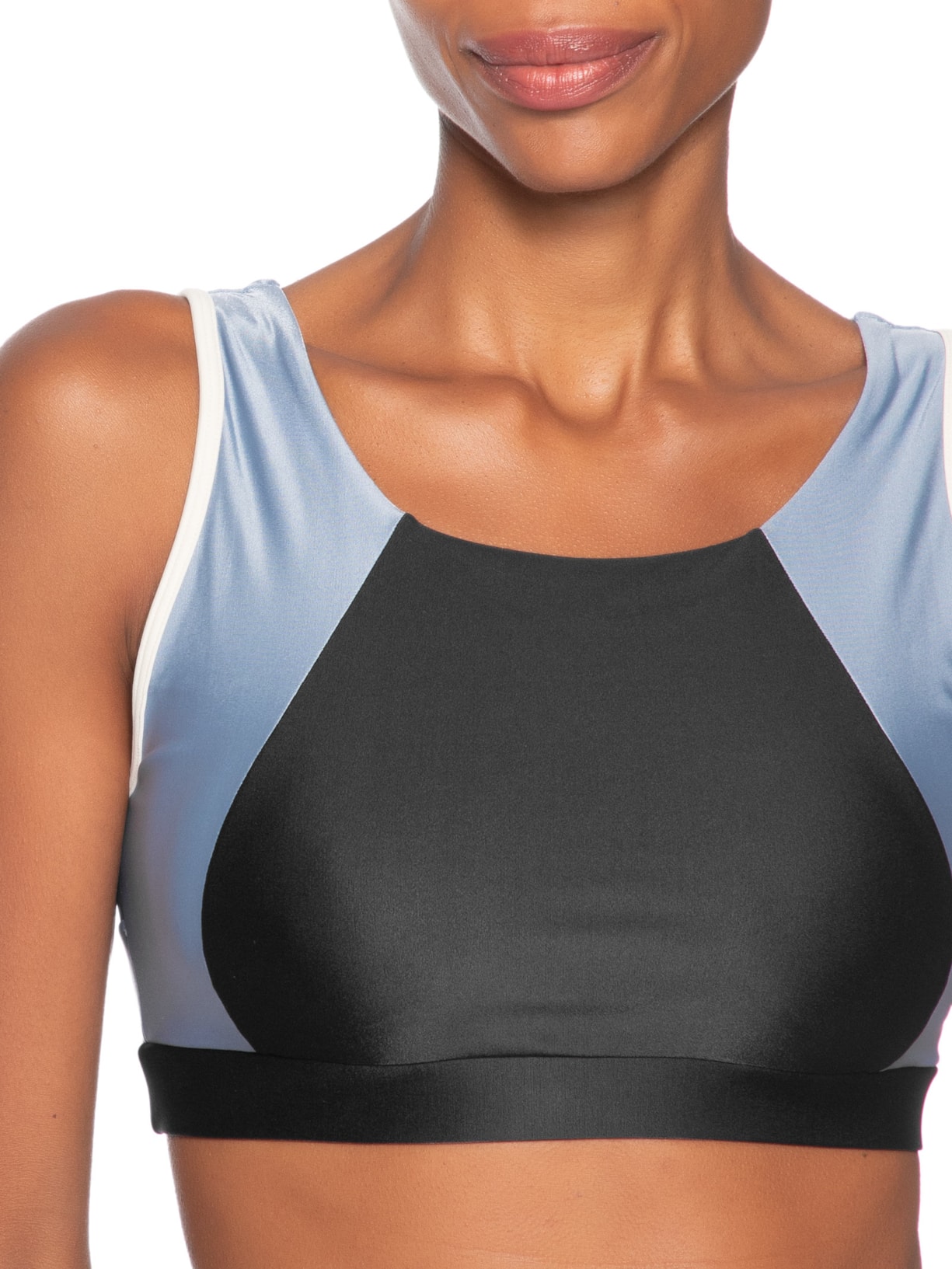 Top Feminino Alça Cruzada Liso Preto Body For Sure