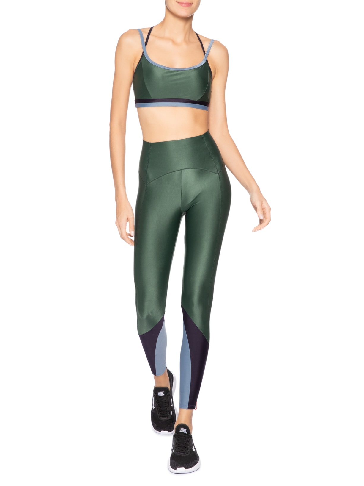 Top Feminino Alça Cruzada Liso Verde Body For Sure