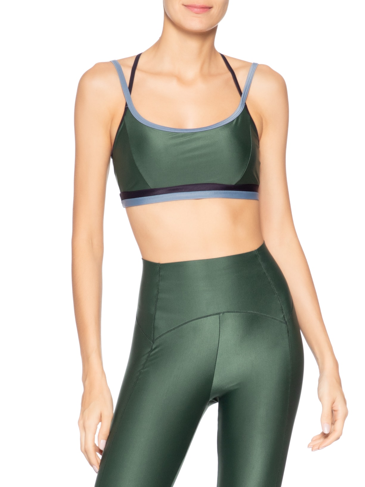 Top Feminino Alça Cruzada Liso Verde Body For Sure