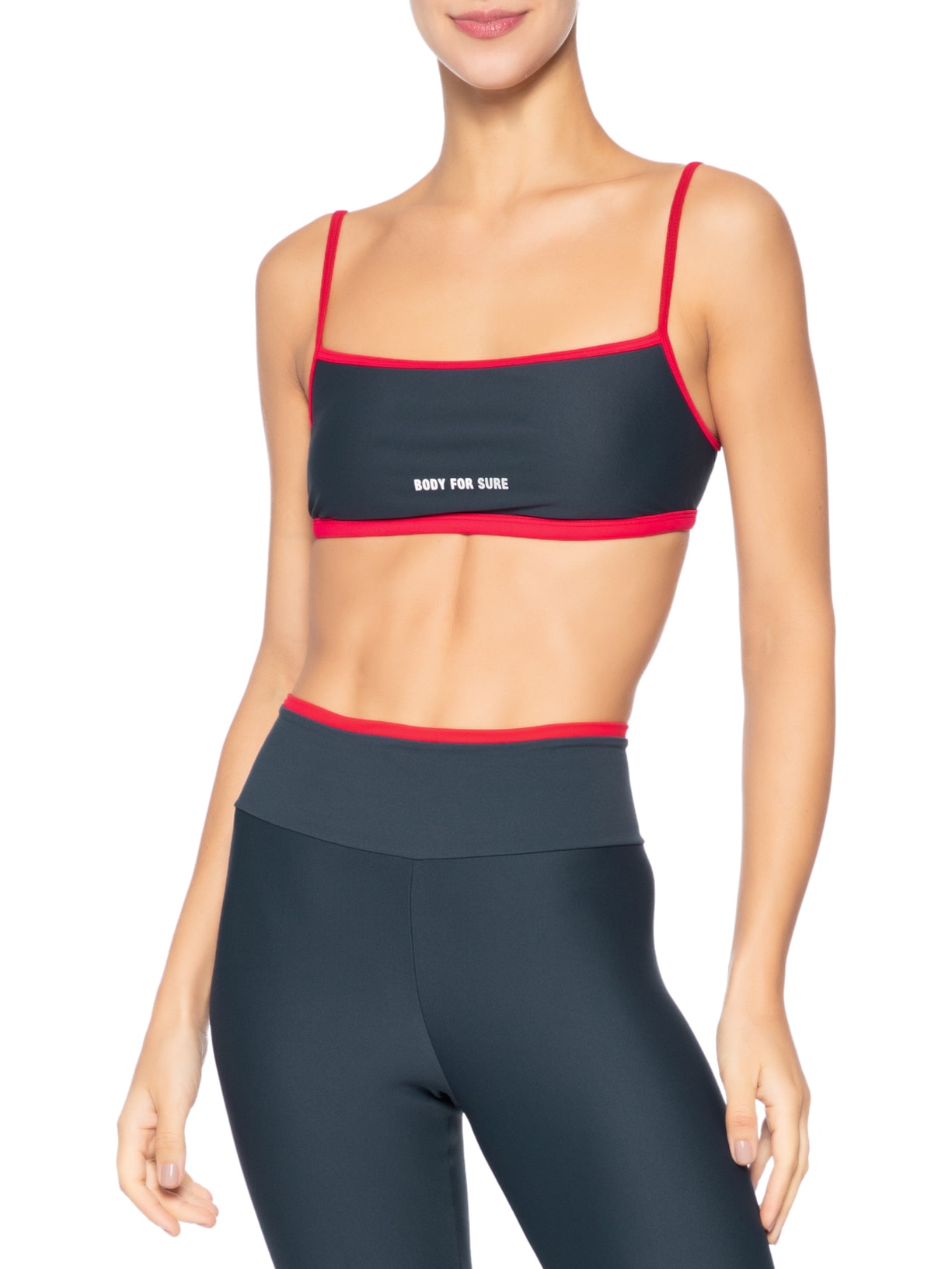 Top Feminino Alça Reta Liso Cinza Body For Sure
