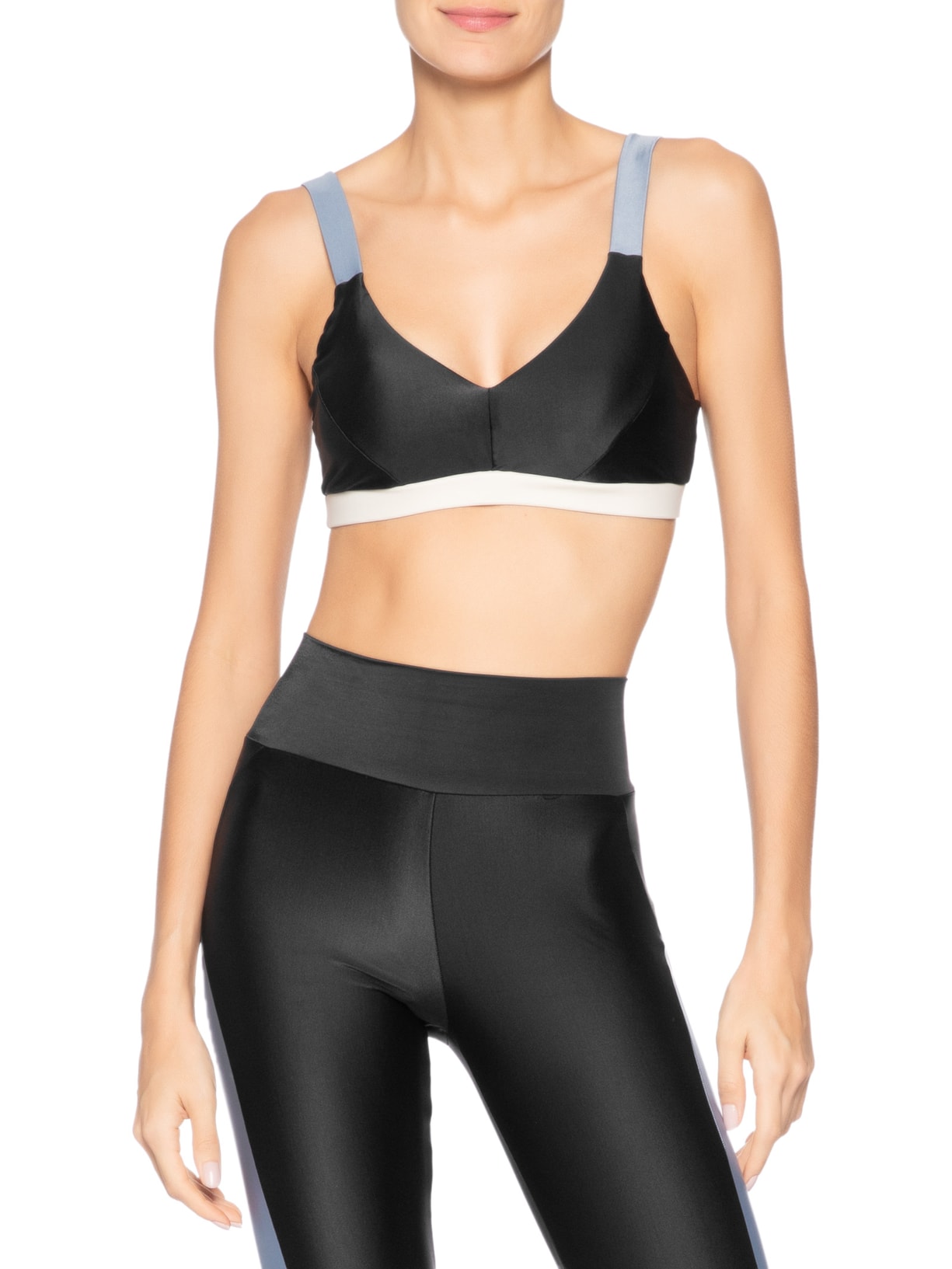 Top Feminino Alça Reta Liso Preto Body For Sure