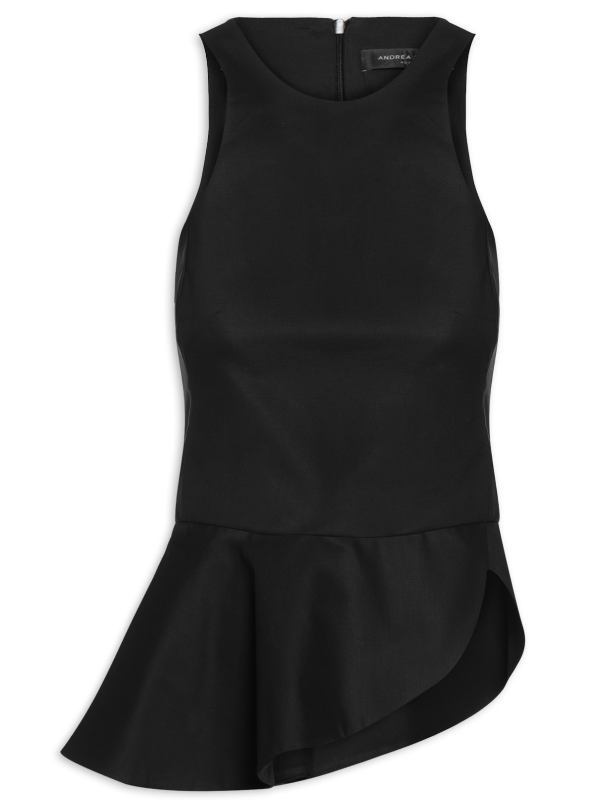 Top Feminino Basque Assimétrica Preto Andrea Marques