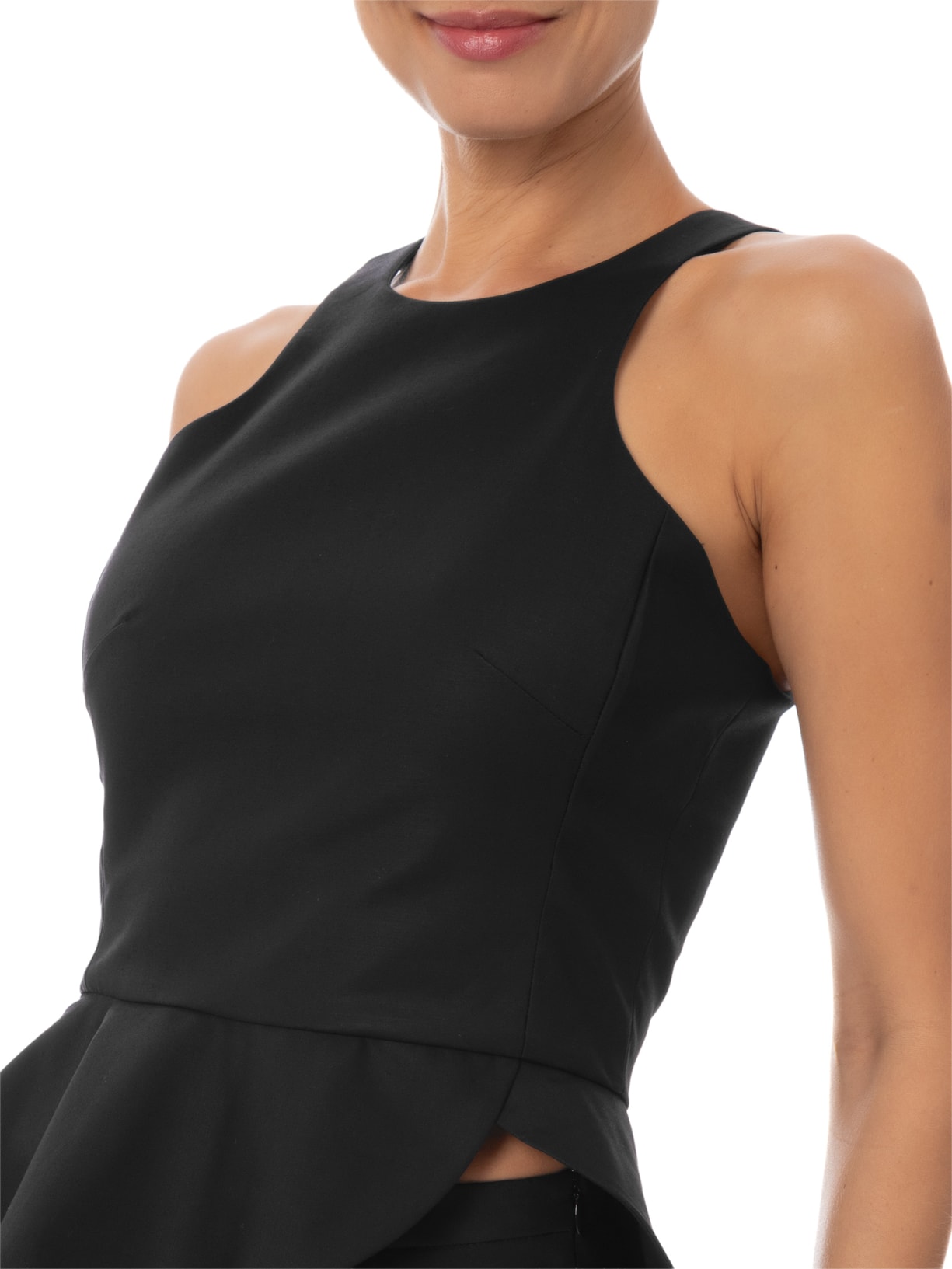 Top Feminino Basque Assimétrica Preto Andrea Marques