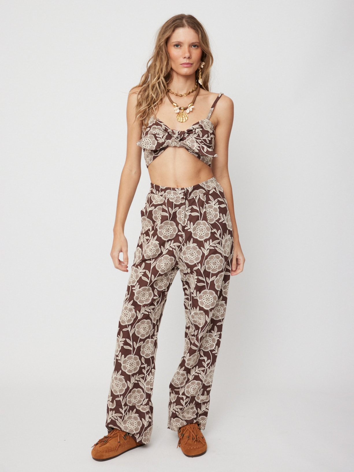 Top Feminino Belle V25  Marrom New Match