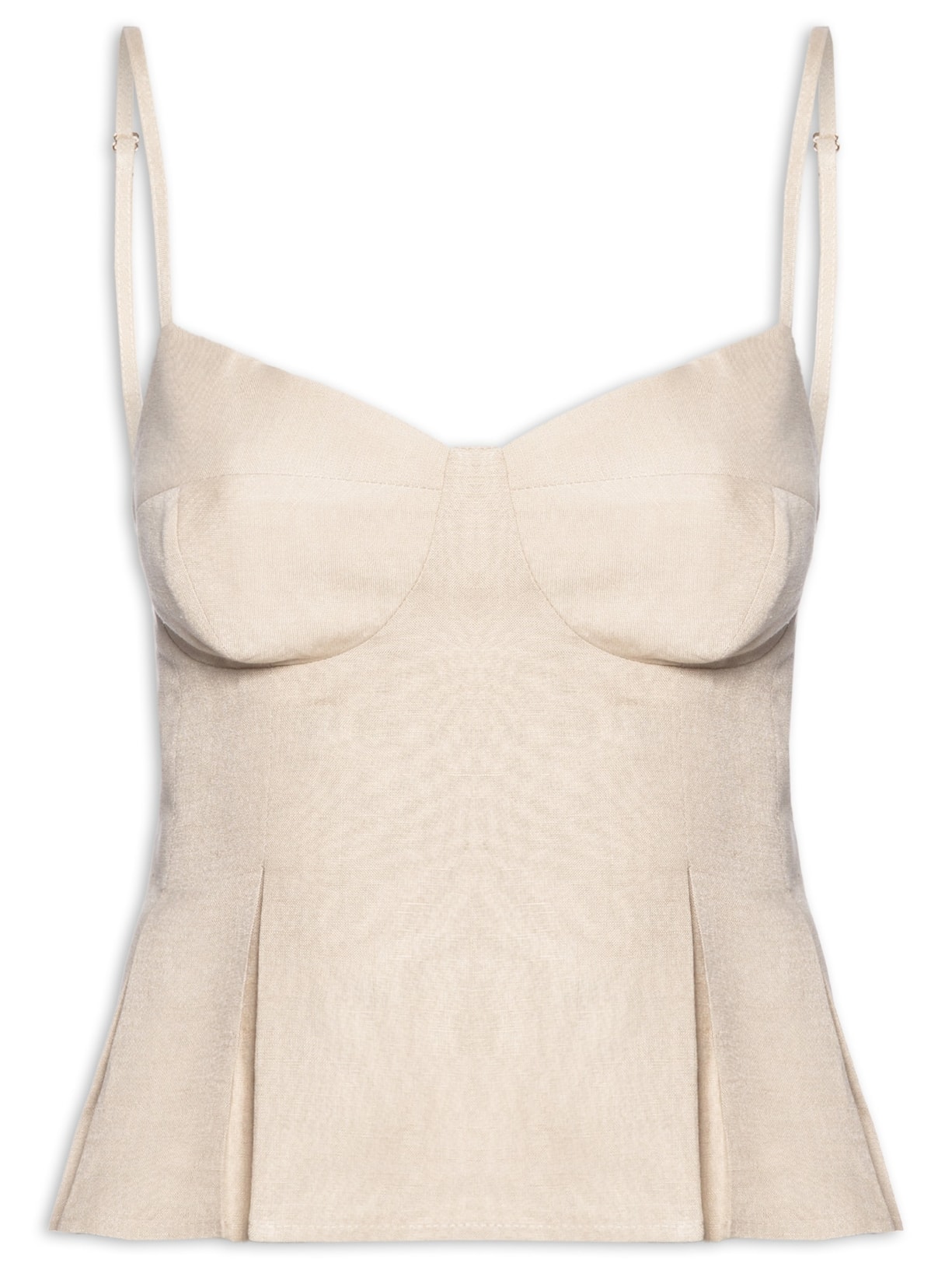 Top Feminino Com Linho Chino Bege Animale